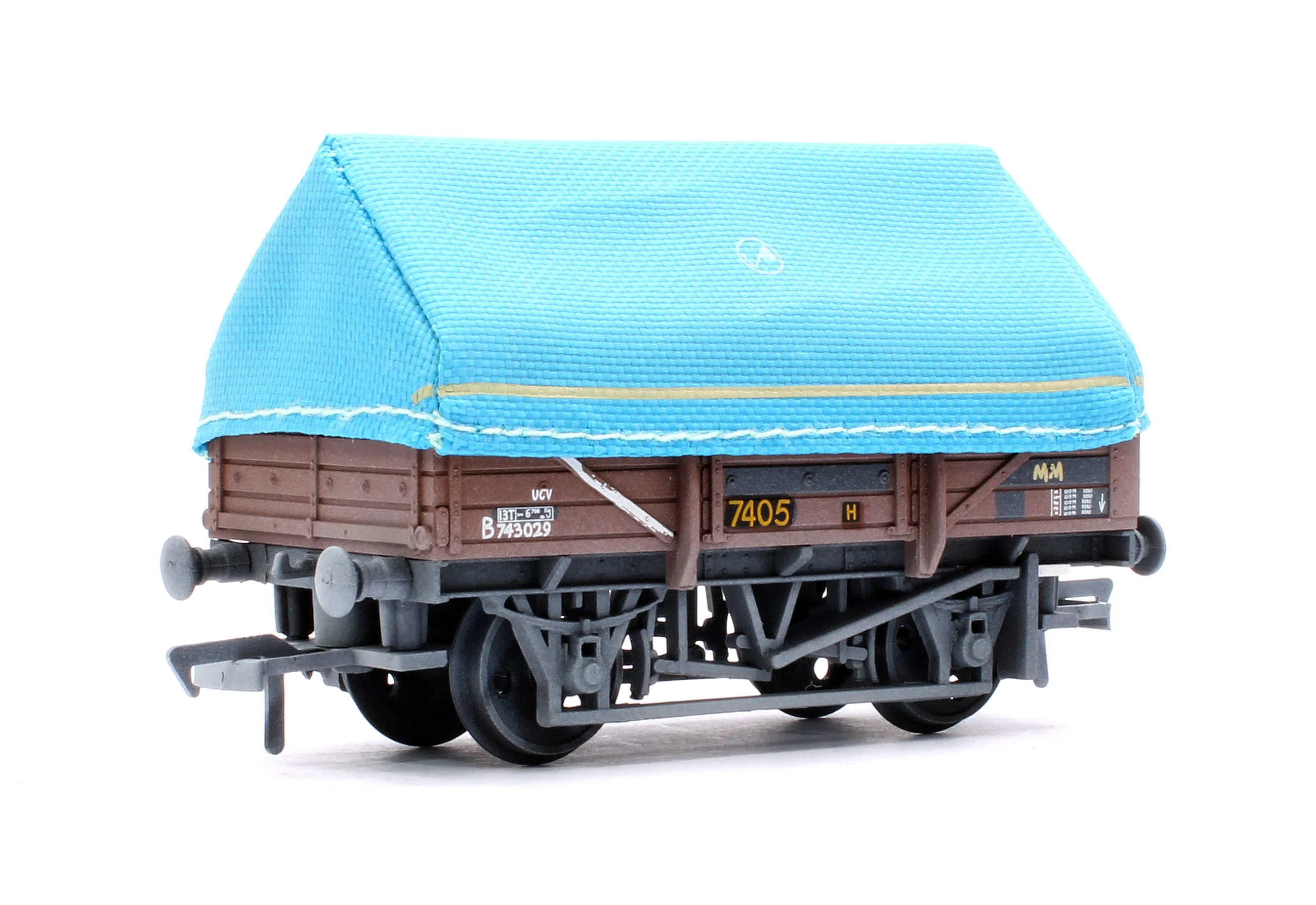 33-085D 5 Plank China Clay Wagon BR Bauxite (TOPS) With Hood B743029 - Weathered
