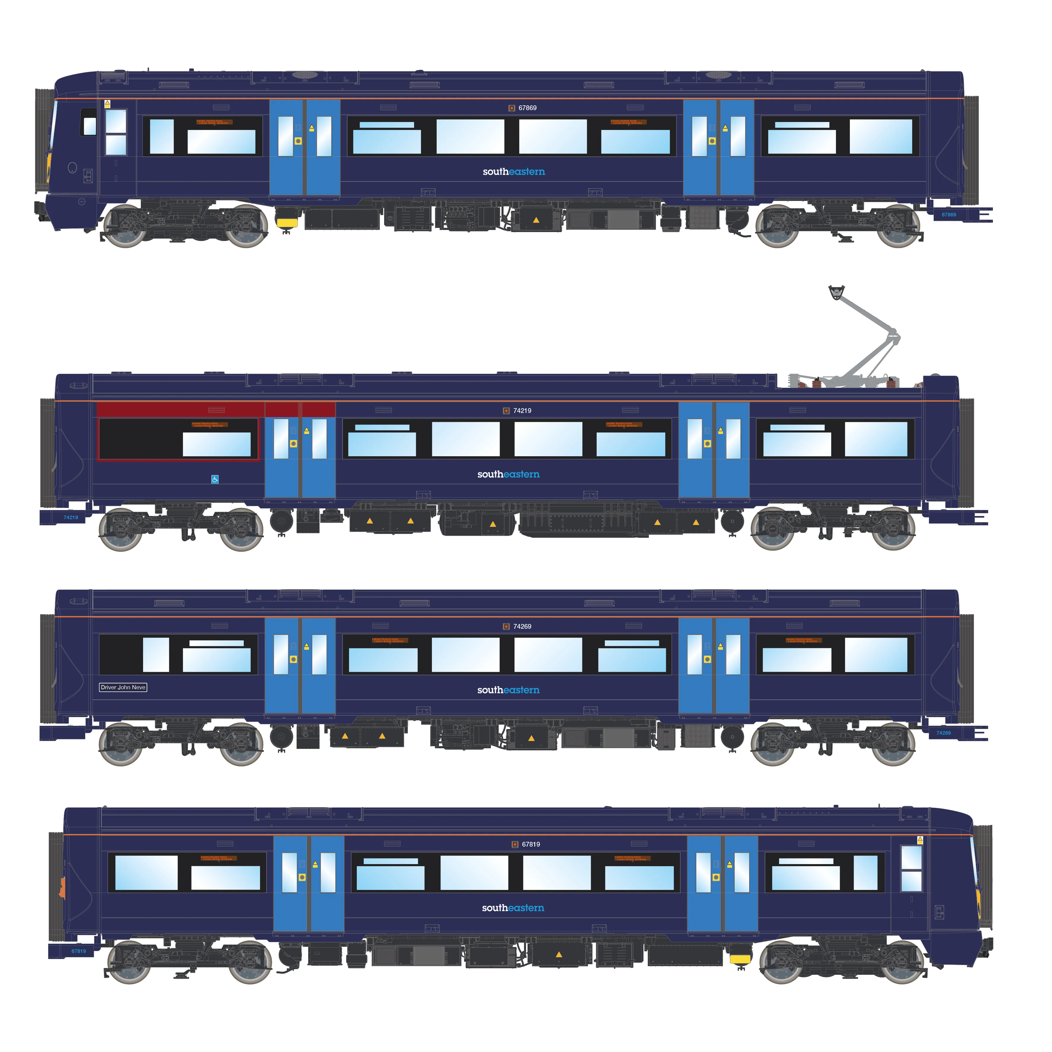 ACC3057-DCC Class 375 'Electrostar' 4-car EMU 375619 'Driver John Neve' SouthEastern Dark Blue - DCC Sound