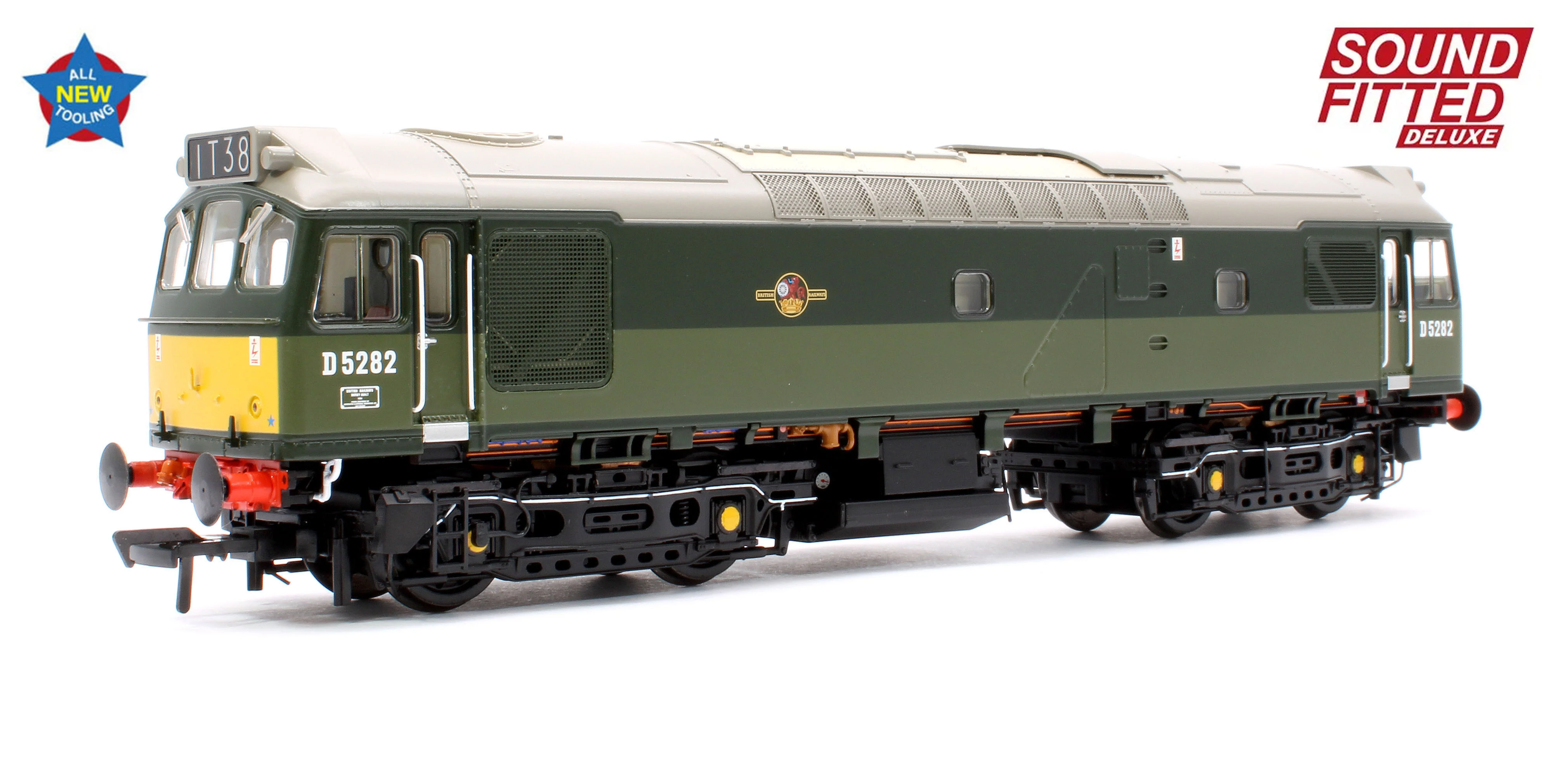 32-341SFX Class 25/2 D5282 in BR Two Tone Green livery with Small Yellow Panel Diesel Locomotive - DCC Sound Deluxe