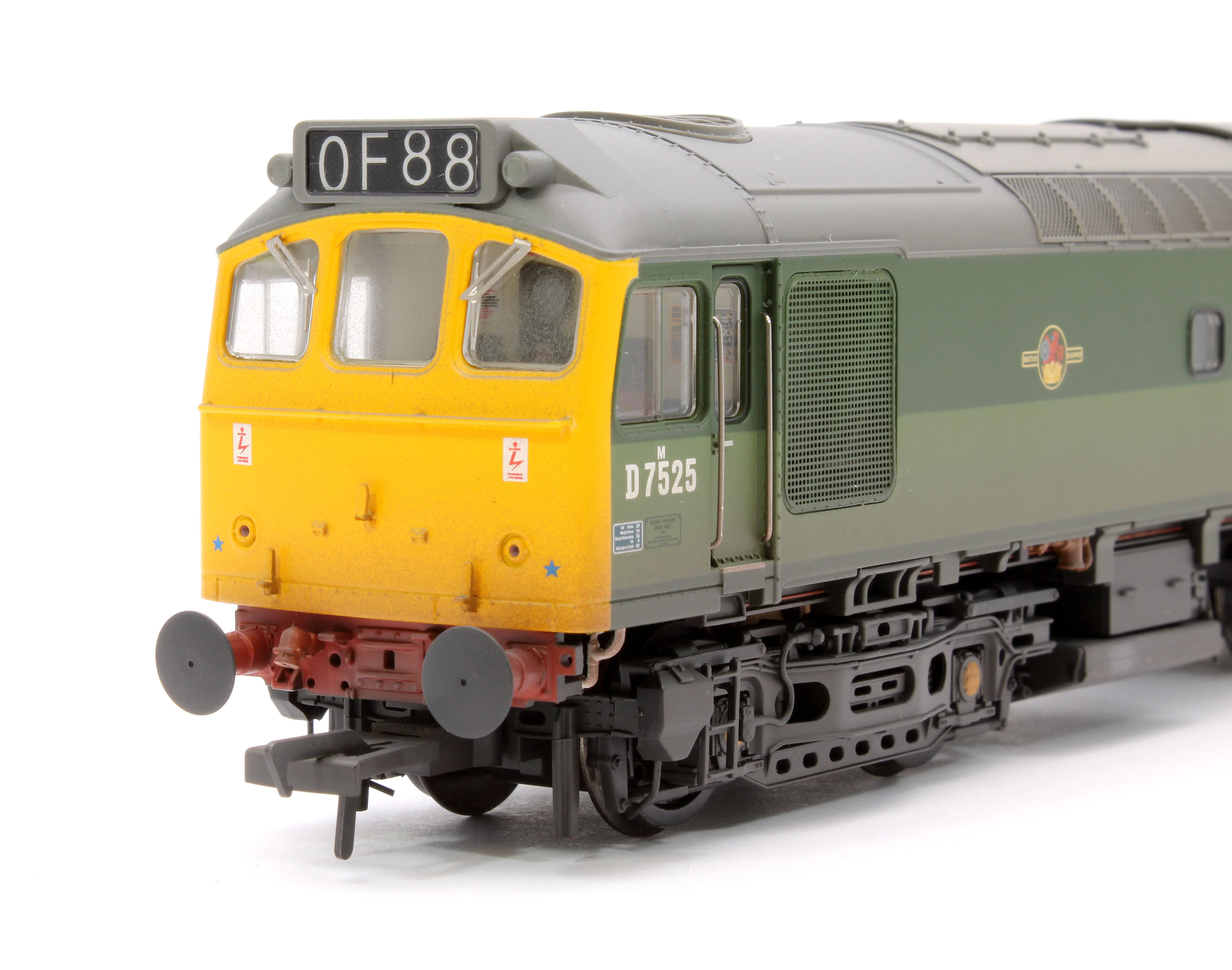 32-342 Class 25/2 D7525 BR Two-Tone Green (Full Yellow Ends) Diesel Locomotive - Weathered - Image 9