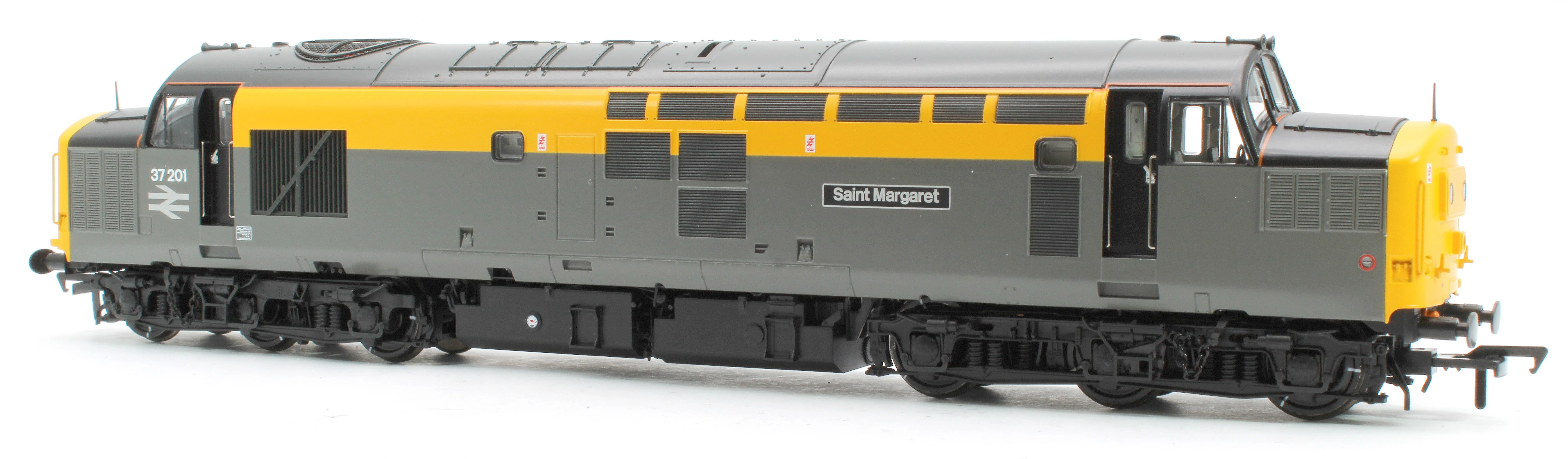 35-308 Class 37/0 Centre Headcode 37201 'St. Margaret' BR Eng. Grey & Yellow Diesel Locomotive - Image 4