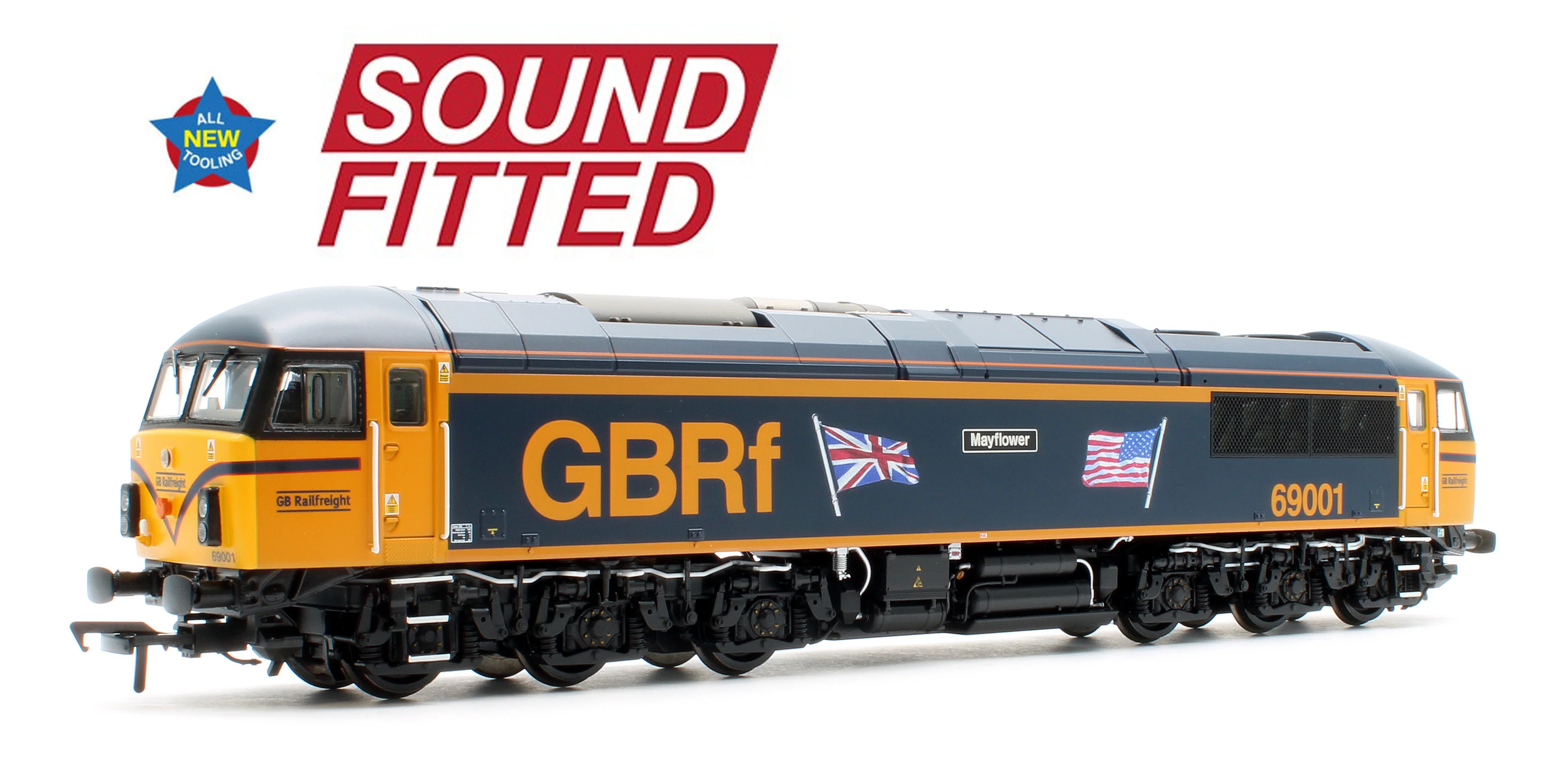 35-776SF Class 69 69001 'Mayflower' GBRf (UK & US Flags) Diesel Locomotive - DCC Sound