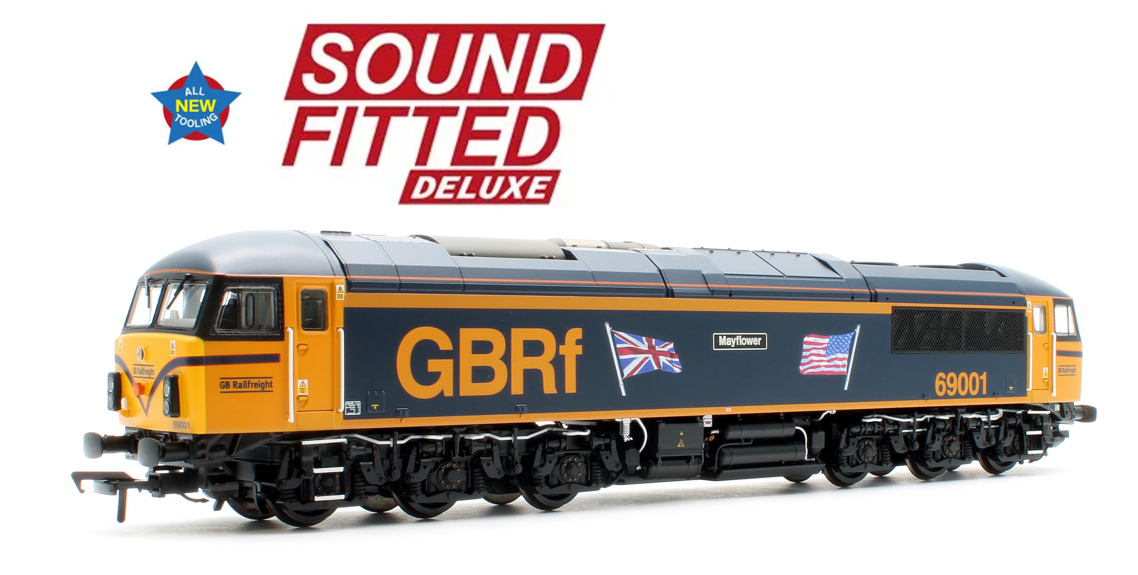 35-776SFX Class 69 69001 'Mayflower' GBRf (UK & US Flags) Diesel Locomotive - DCC Sound Deluxe
