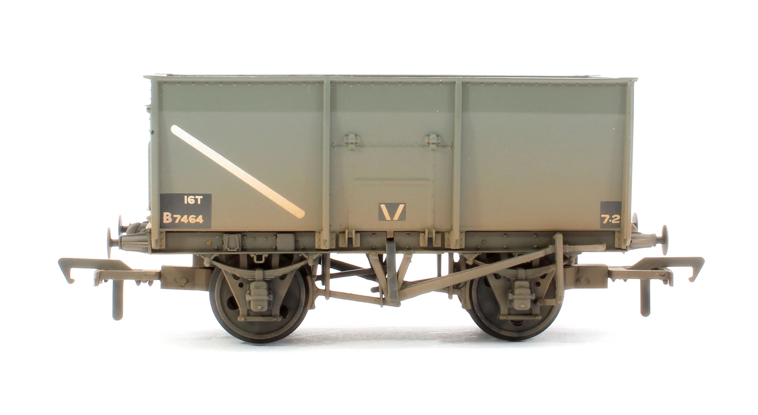 37-450D 16T Steel Slope-Sided Mineral Wagon Rivetted Doors BR Grey B7464 - Weathered - Image 2