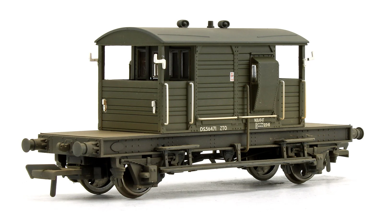 SR 25 Ton Pill Box Brake Van BR Departmental Olive Green No.56471 - Weathered