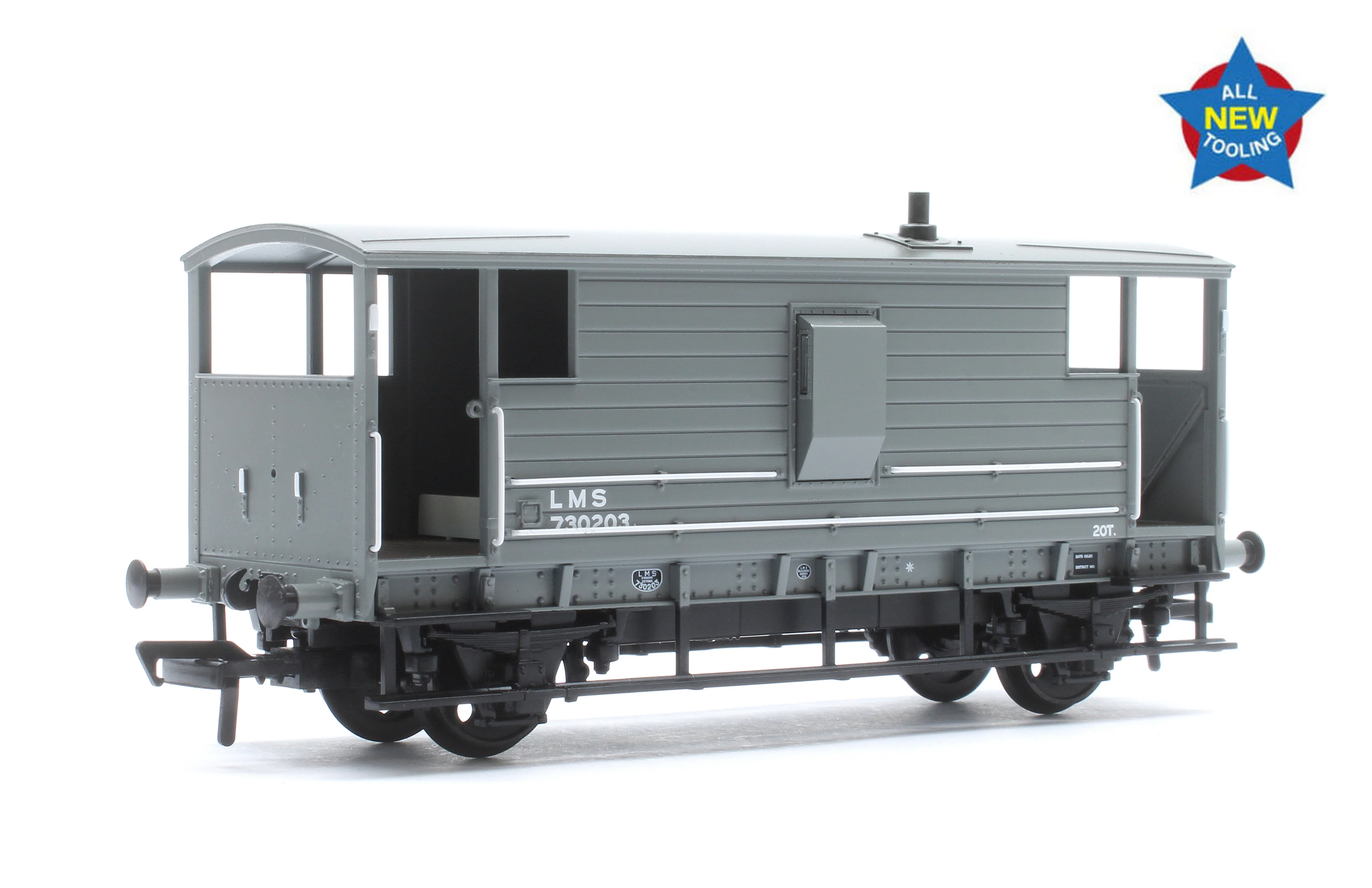 38-976 LMS 20T Brake Van LMS (LMS) Grey No. 730203