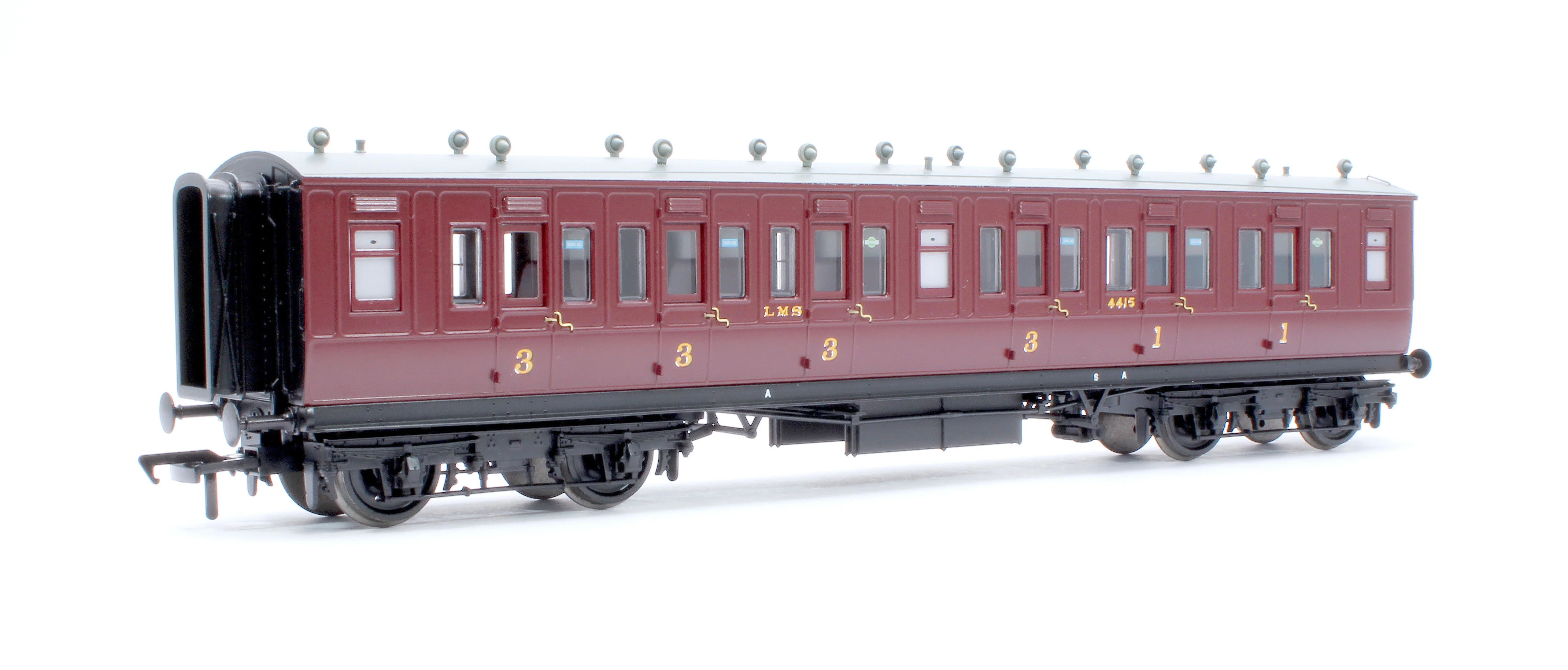 39-863 LNWR 50ft Arc Roof Composite Corridor LMS Crimson Lake No.4415