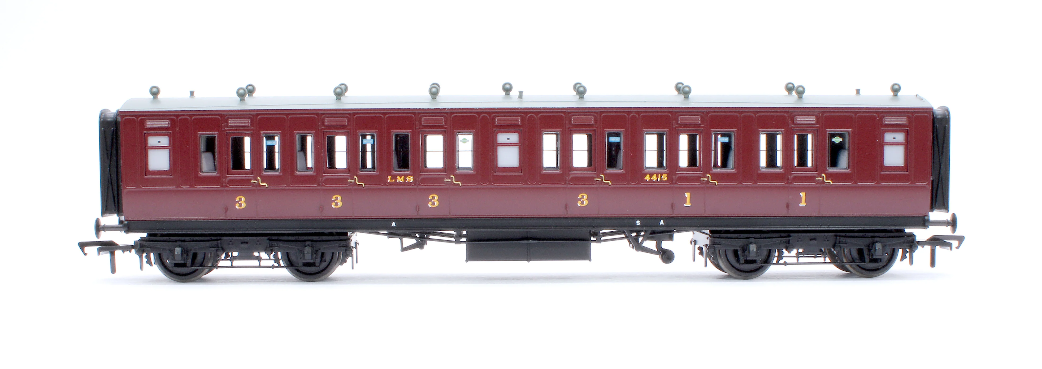 39-863 LNWR 50ft Arc Roof Composite Corridor LMS Crimson Lake No.4415 - Image 3