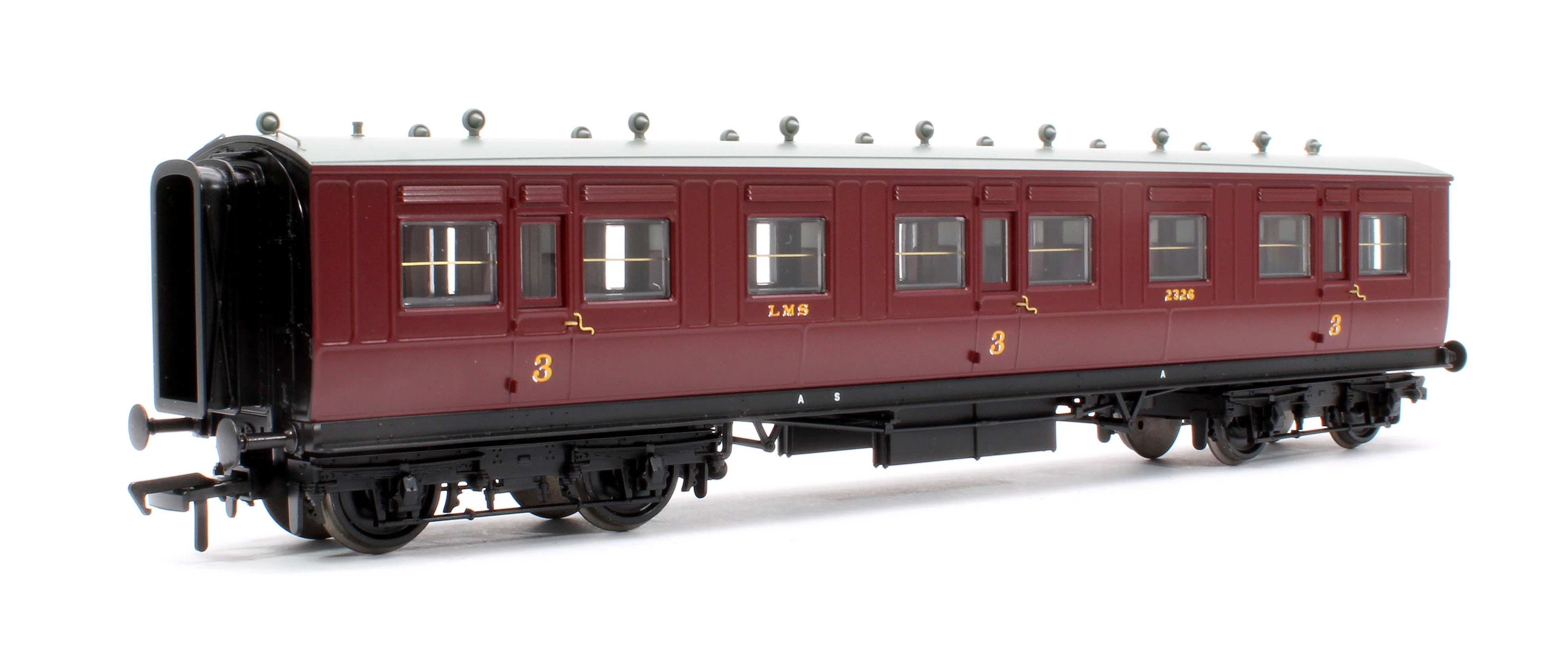 39-873 LNWR 50ft Arc Roof Third Corridor LMS Crimson Lake No.2326