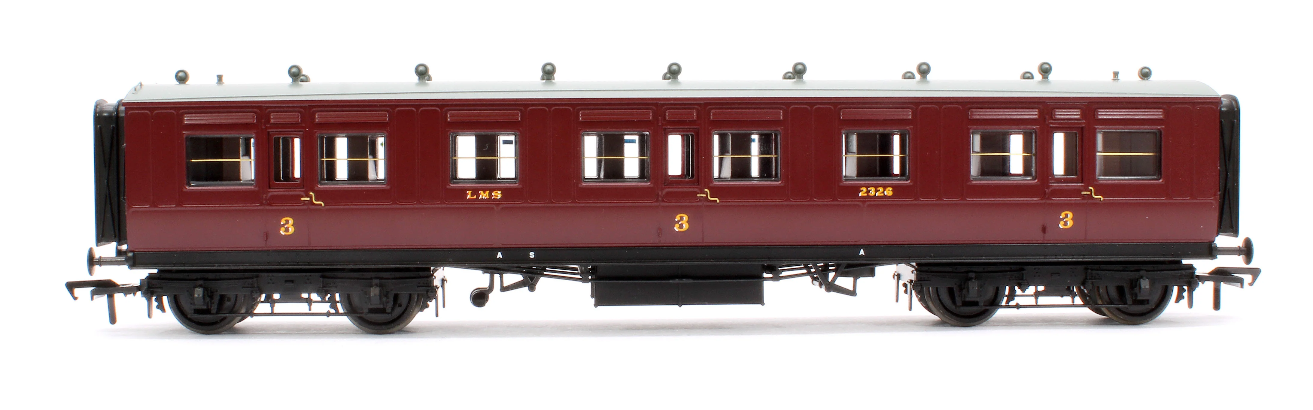 39-873 LNWR 50ft Arc Roof Third Corridor LMS Crimson Lake No.2326 - Image 2