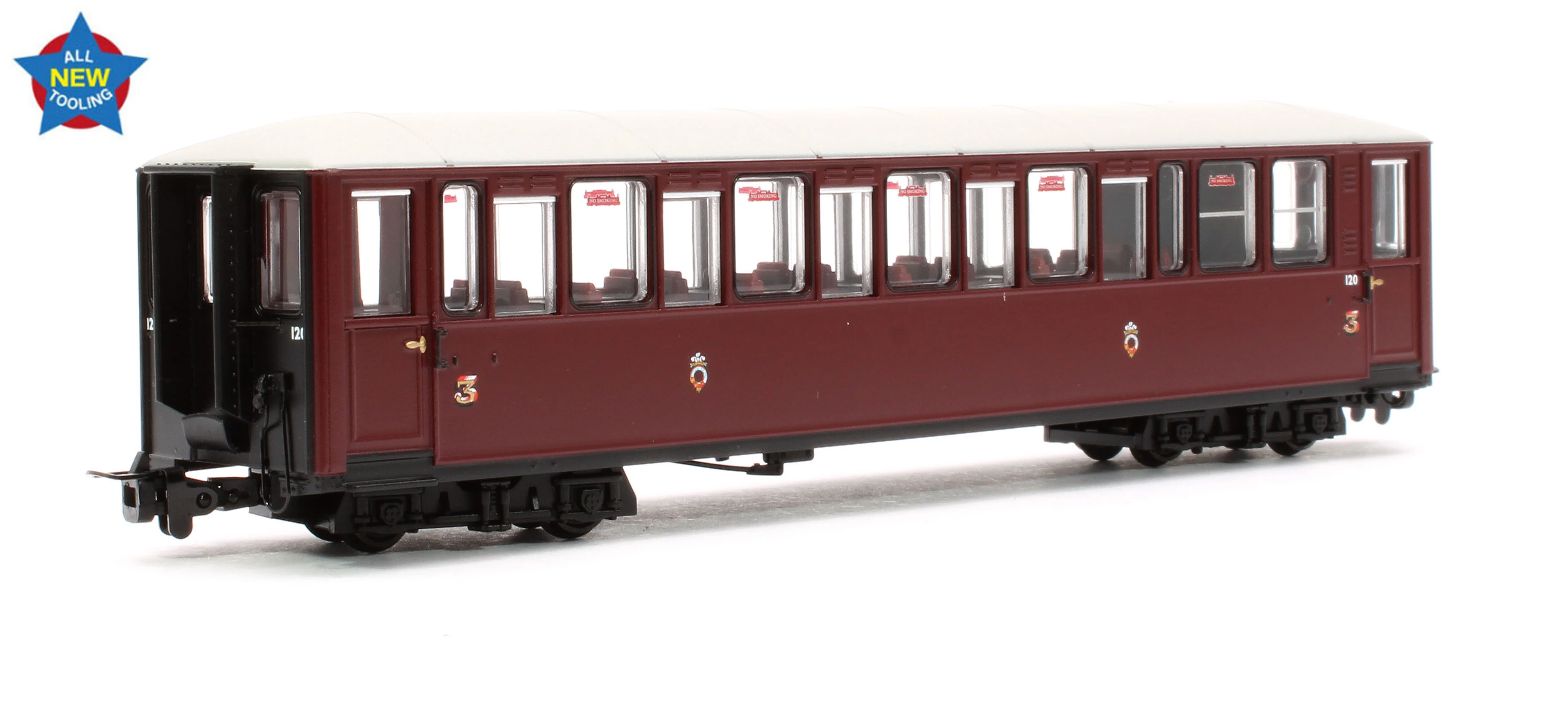 394-101A Ffestiniog Railway 'Tin Car' Saloon Third No. 120 FR Maroon