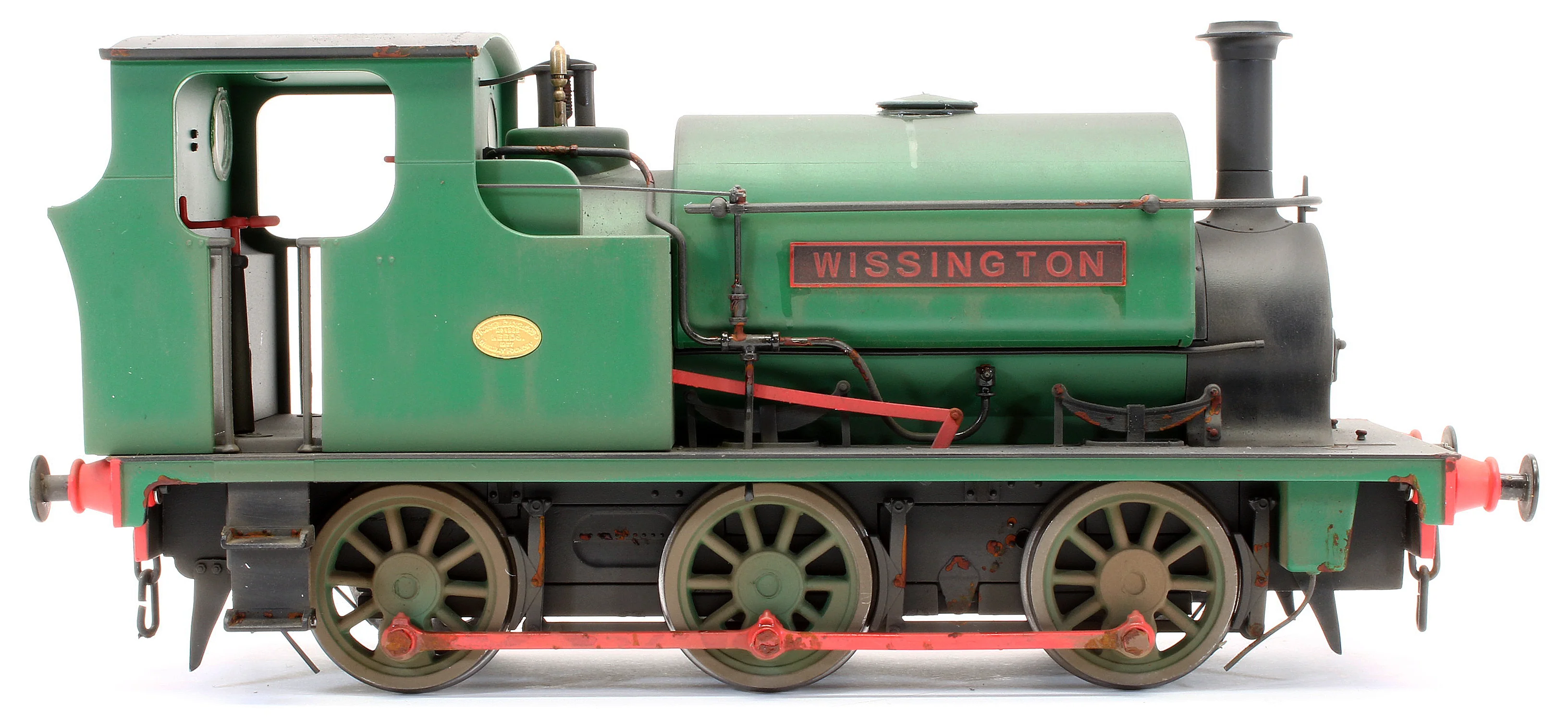 Bespoke Weathered Hudswell Clarke 'Wissington' 0-6-0 Tank Green Steam Locomotive - Heavy Finish, Nameplate Added, Works Plate Added - Image 6