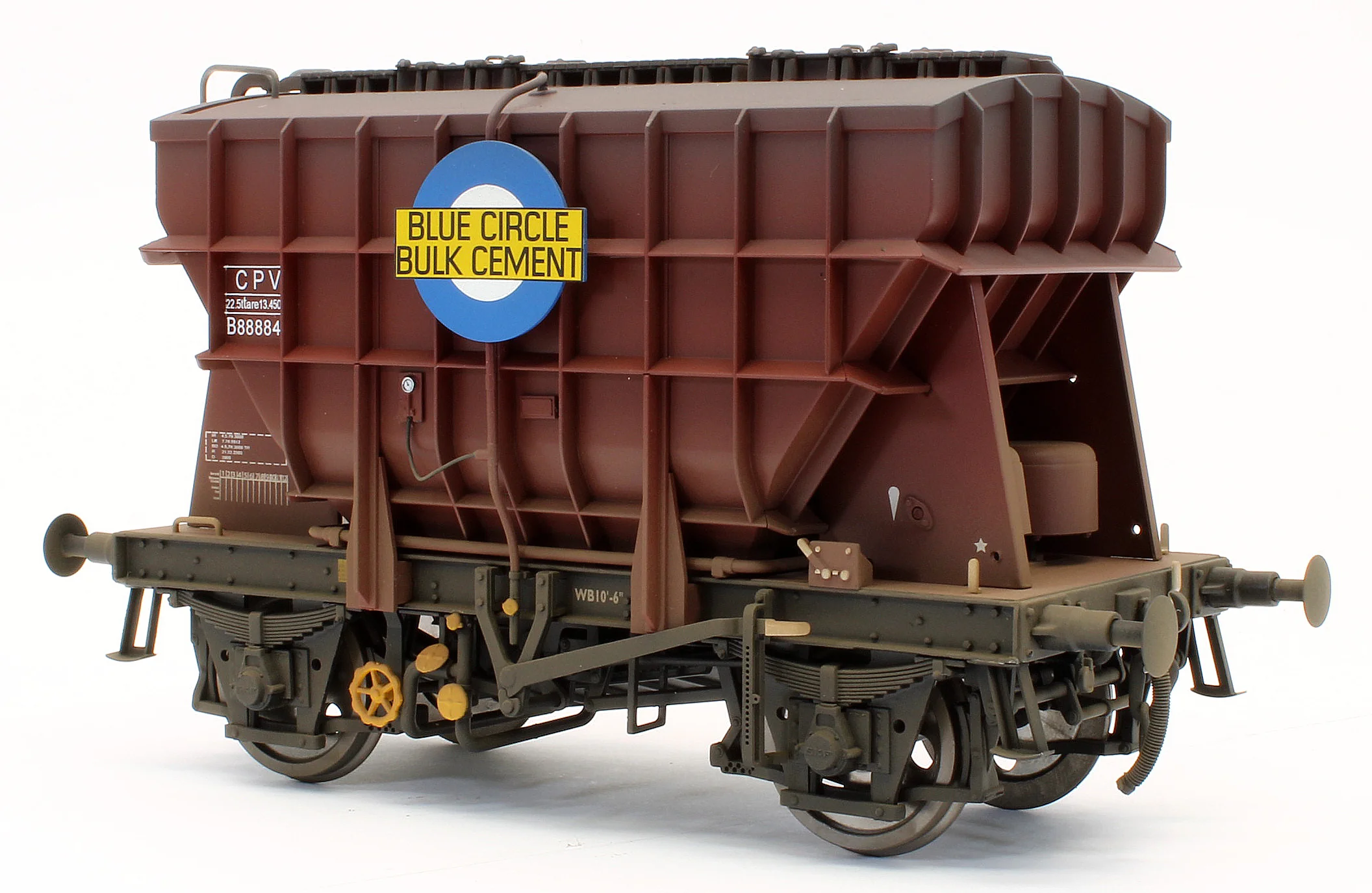 Bespoke Weathered Presflo Wagon 'Blue Circle' Bauxite B888840 - Light Finish, Renumbered - Image 4