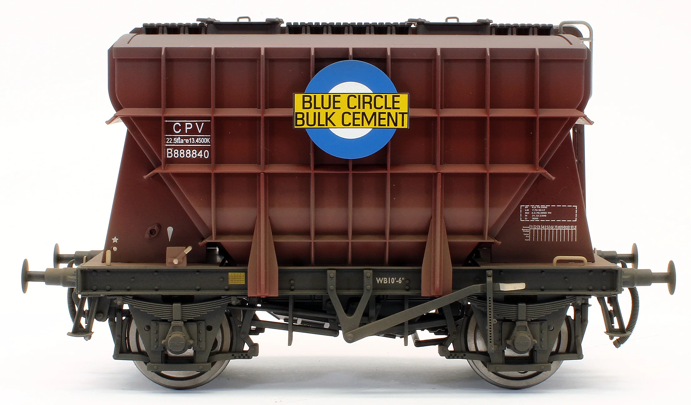 Bespoke Weathered Presflo Wagon 'Blue Circle' Bauxite B888840 - Light Finish, Renumbered - Image 6