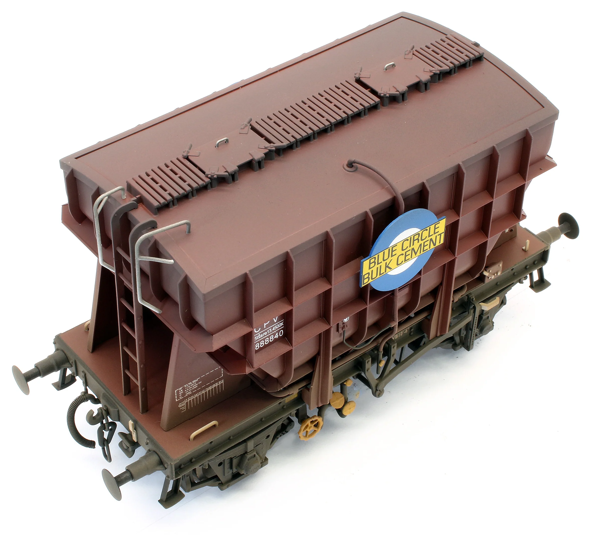 Bespoke Weathered Presflo Wagon 'Blue Circle' Bauxite B888840 - Light Finish, Renumbered - Image 7