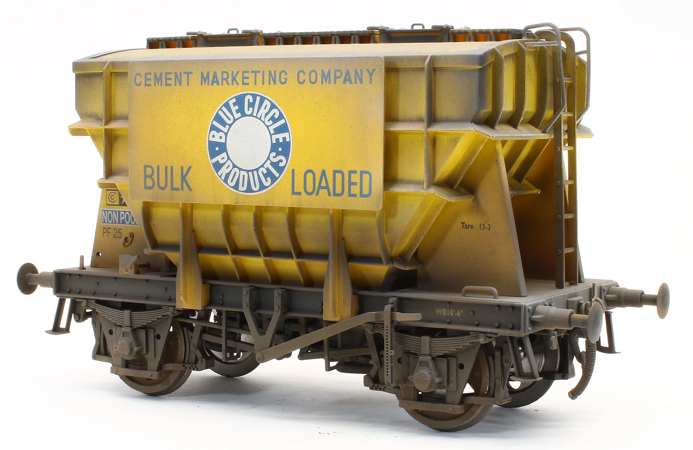 Bespoke Weathered Presflo Wagon 'Blue Circle' Yellow Un-Numbered - Heavy Finish - Image 2