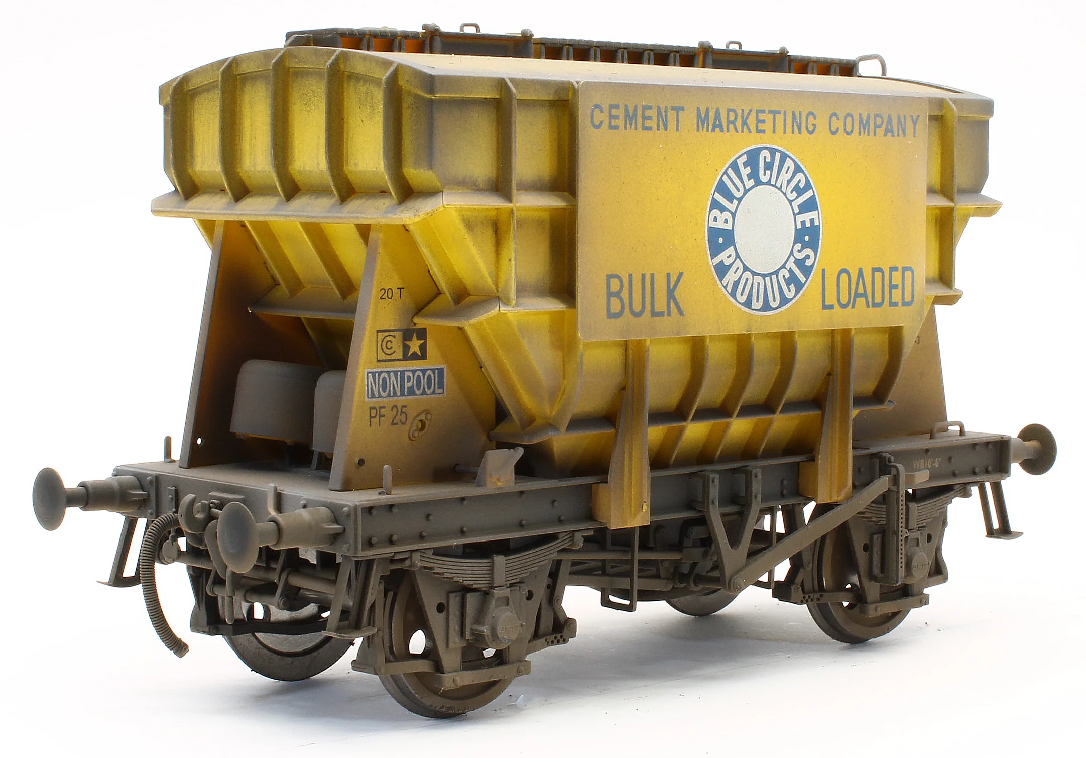 Bespoke Weathered Presflo Wagon 'Blue Circle' Yellow Un-Numbered - Heavy Finish - Image 3