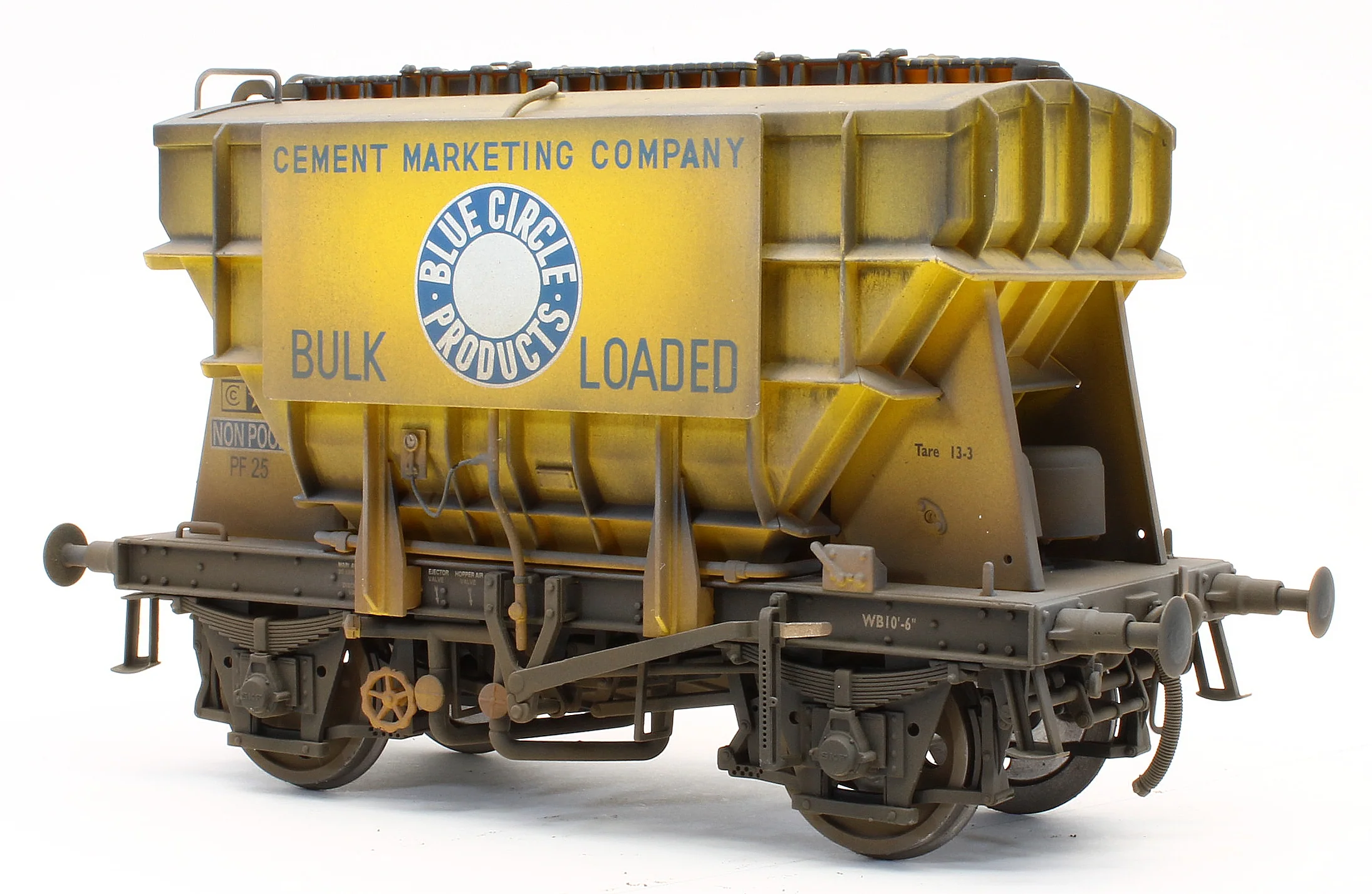 Bespoke Weathered Presflo Wagon 'Blue Circle' Yellow Un-Numbered - Heavy Finish - Image 4