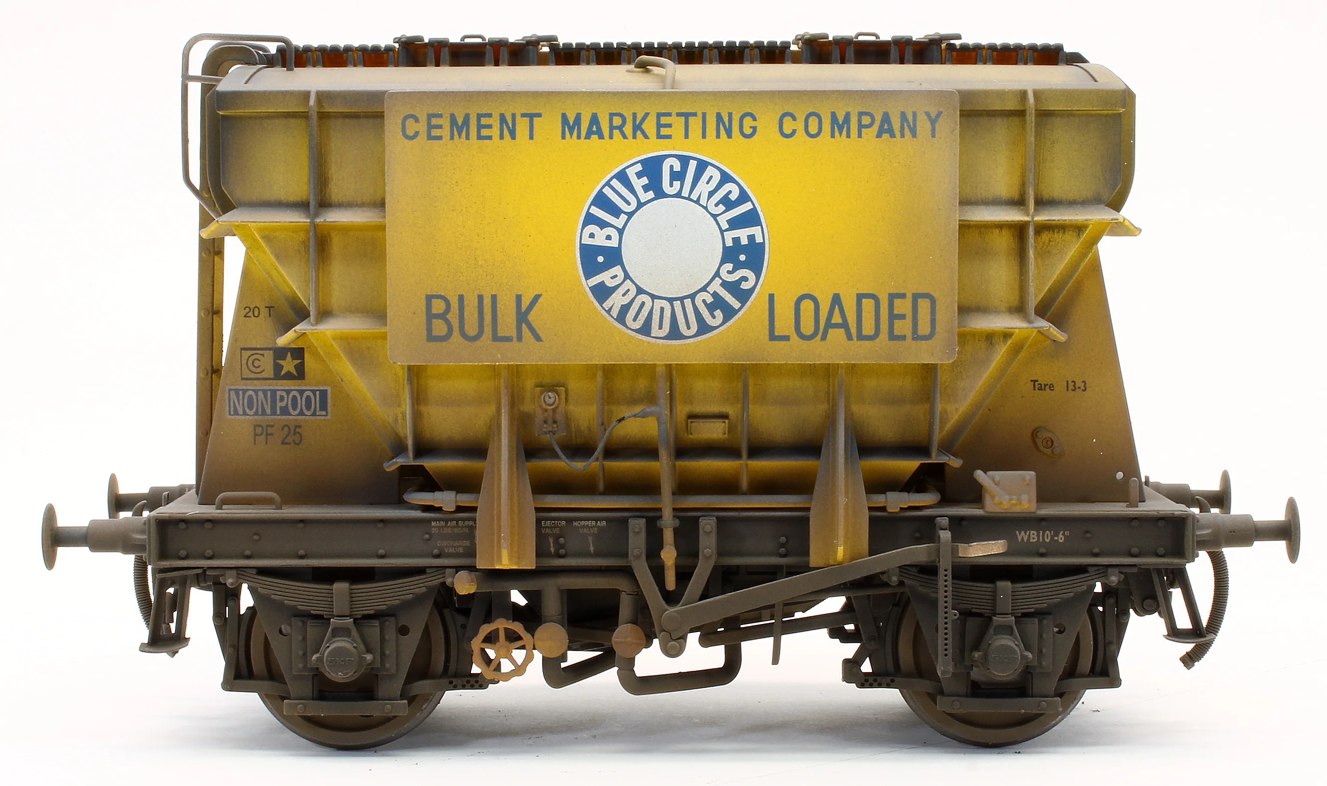 Bespoke Weathered Presflo Wagon 'Blue Circle' Yellow Un-Numbered - Heavy Finish - Image 5