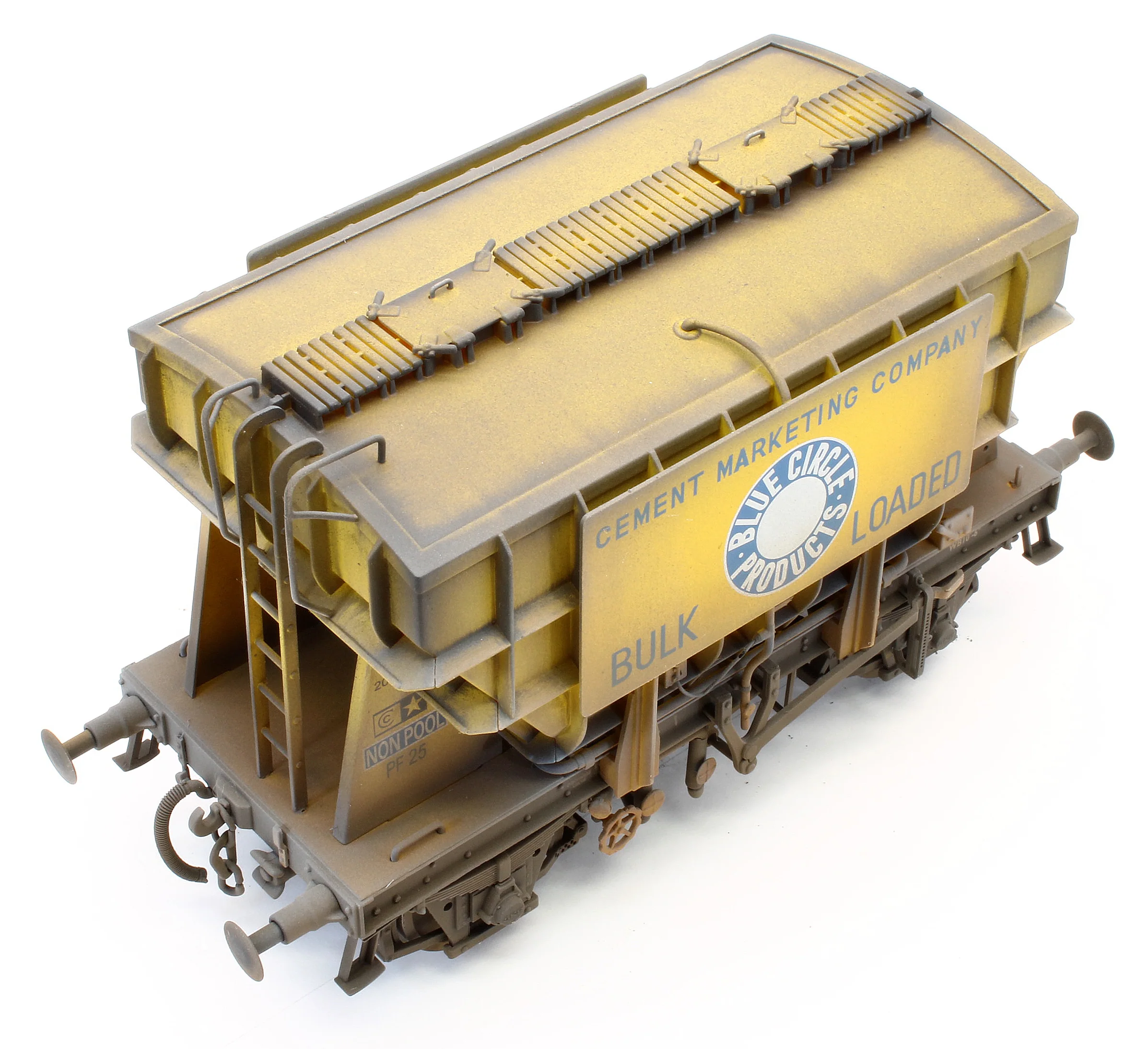 Bespoke Weathered Presflo Wagon 'Blue Circle' Yellow Un-Numbered - Heavy Finish - Image 7