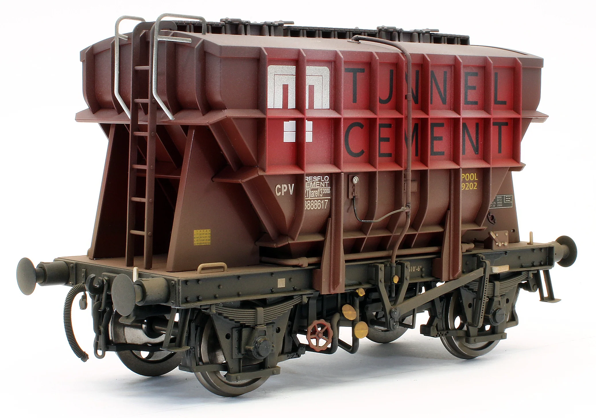 Bespoke Weathered Presflo Wagon 'Tunnel Cement' Bauxite B888617 - Medium Finish, Renumbered