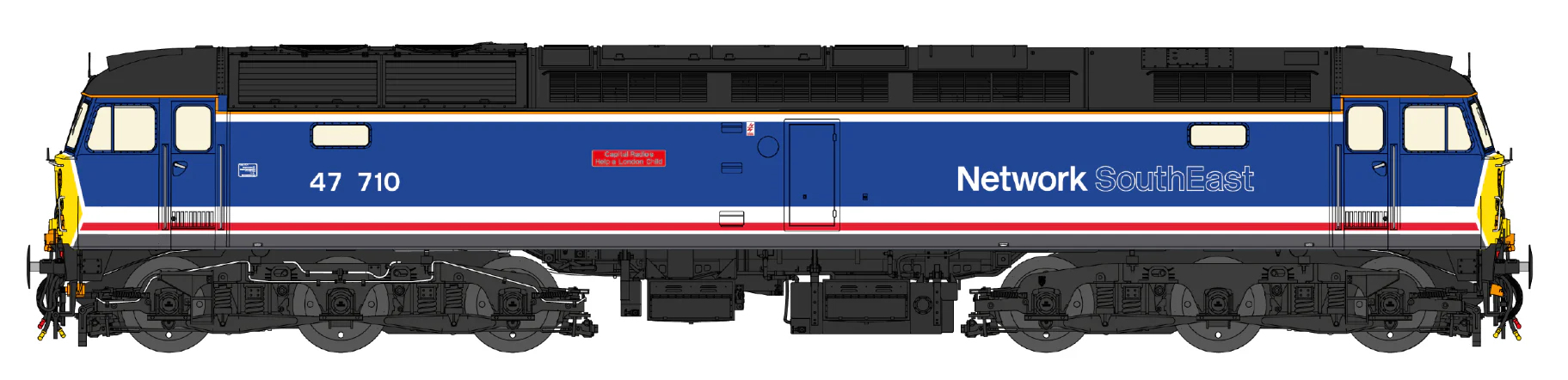 Highly Detailed Premium Weathered Class 47 Revised Network SouthEast No.47710 Diesel Locomotive - DCC Sound - Image 3