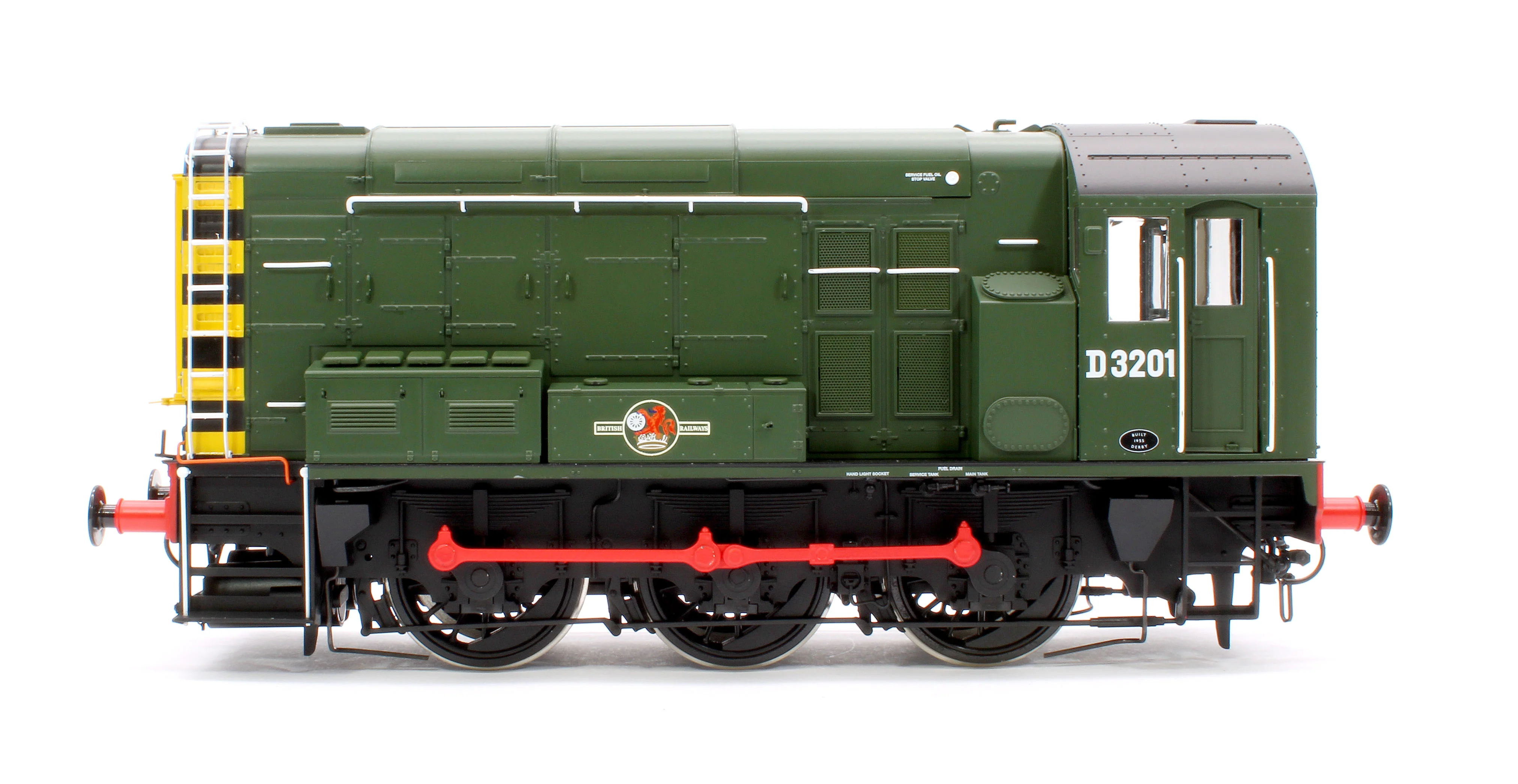 7D-008-019 Class 08 D3201 BR Green Late Crest With Wasp Stripes Diesel Shunter Locomotive - Image 5