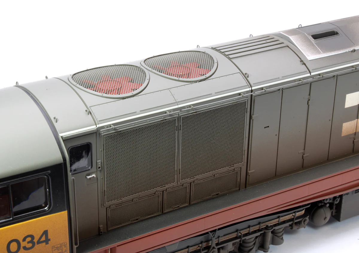 Class 58 Railfreight Red Stripe 58034 Bassetlaw Diesel Locomotive - Weathered - Image 11