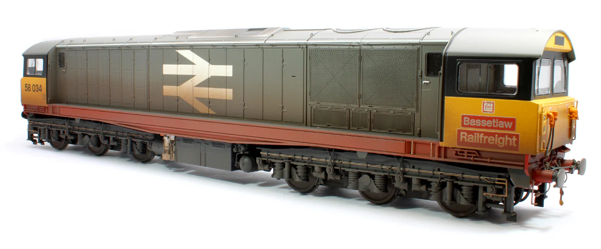 Class 58 Railfreight Red Stripe 58034 Bassetlaw Diesel Locomotive - Weathered - Image 2