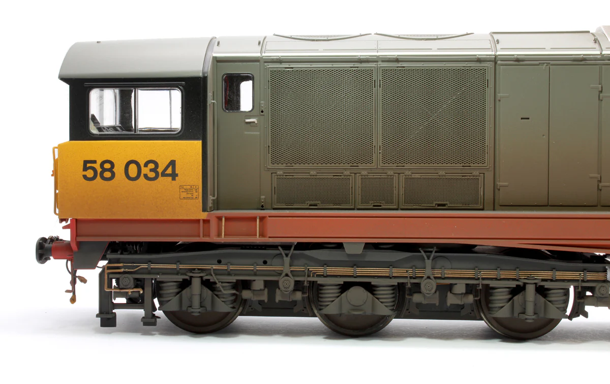 Class 58 Railfreight Red Stripe 58034 Bassetlaw Diesel Locomotive - Weathered - Image 8