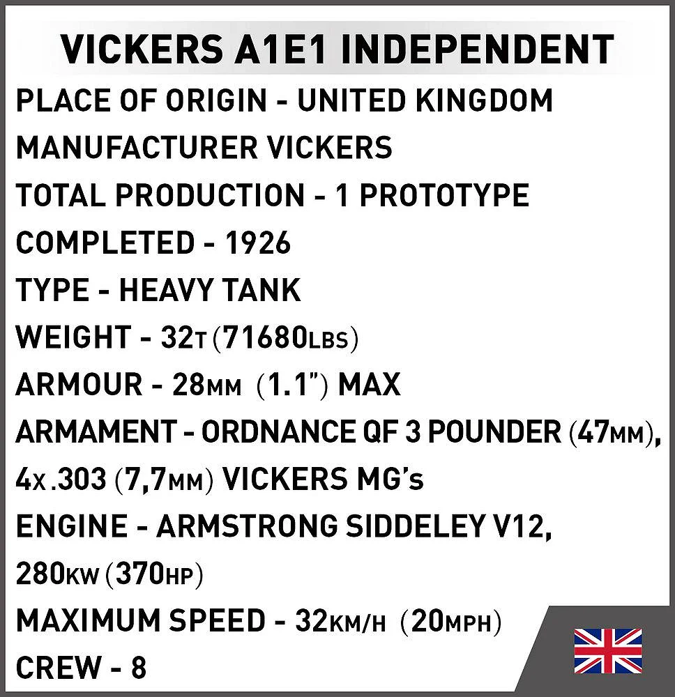 Vickers A1E1 Independent Great War (886 pcs) Model Kit - Image 7