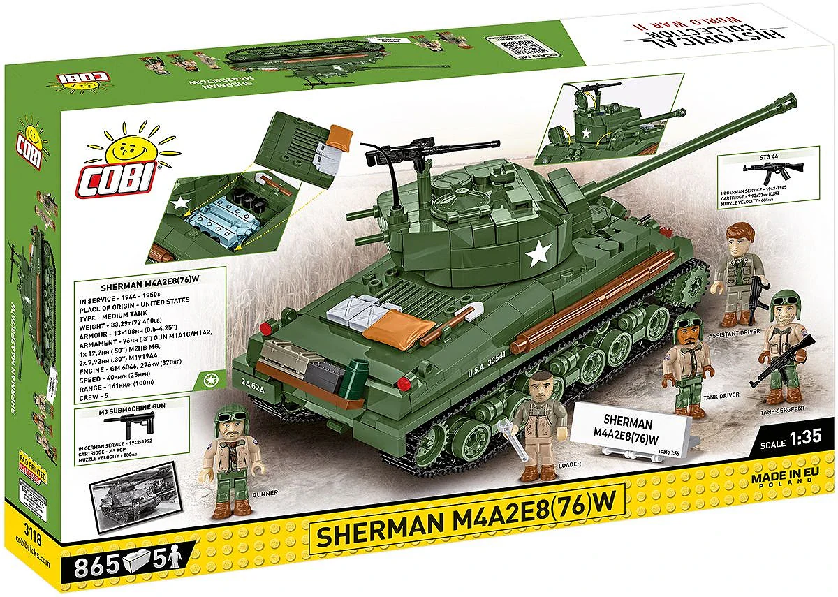 Sherman M4A2E8(76) WWII (880 pcs) Model Kit - Image 16