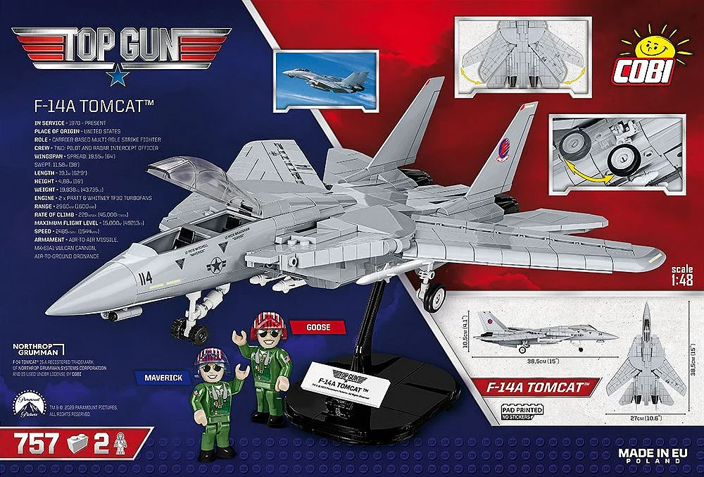 F14 Tomcat Top Gun (759 pcs) Model Kit - Image 4
