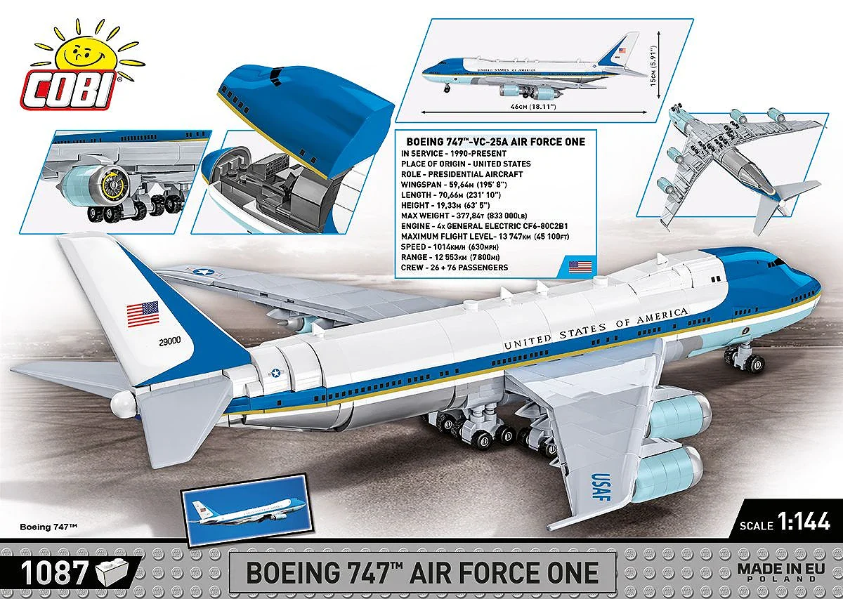 Boeing 747 Air Force One (1050 pcs) Model Kit - Image 4
