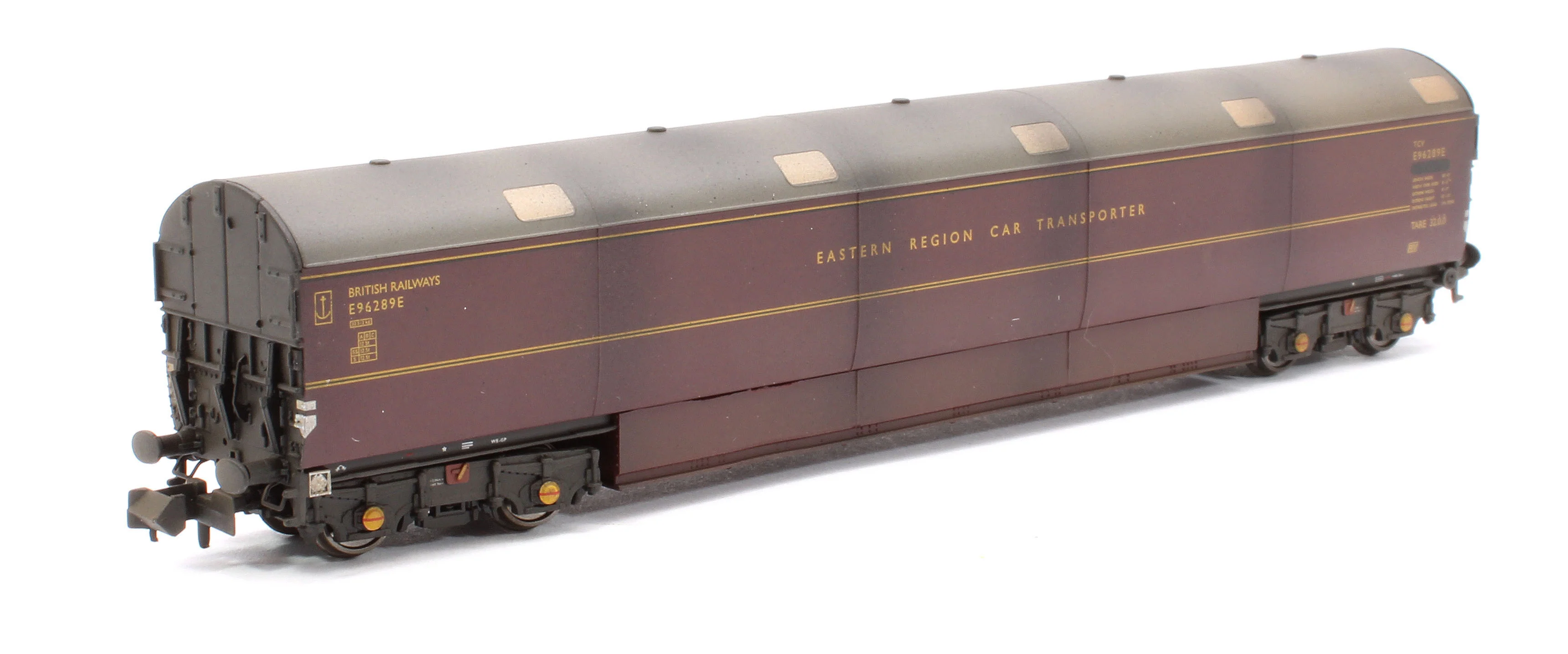 Custom Weathered Newton Chambers Car Transporter Eastern Region BR Lined Maroon E96288/289/290E - Pack 1 - Image 4