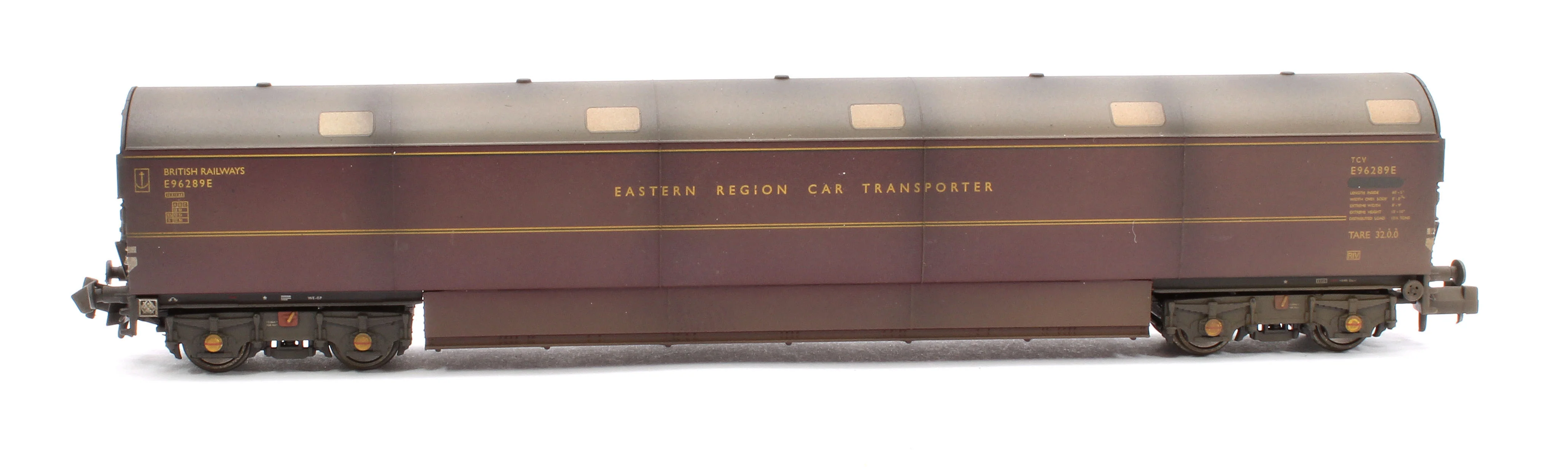Custom Weathered Newton Chambers Car Transporter Eastern Region BR Lined Maroon E96288/289/290E - Pack 1 - Image 5
