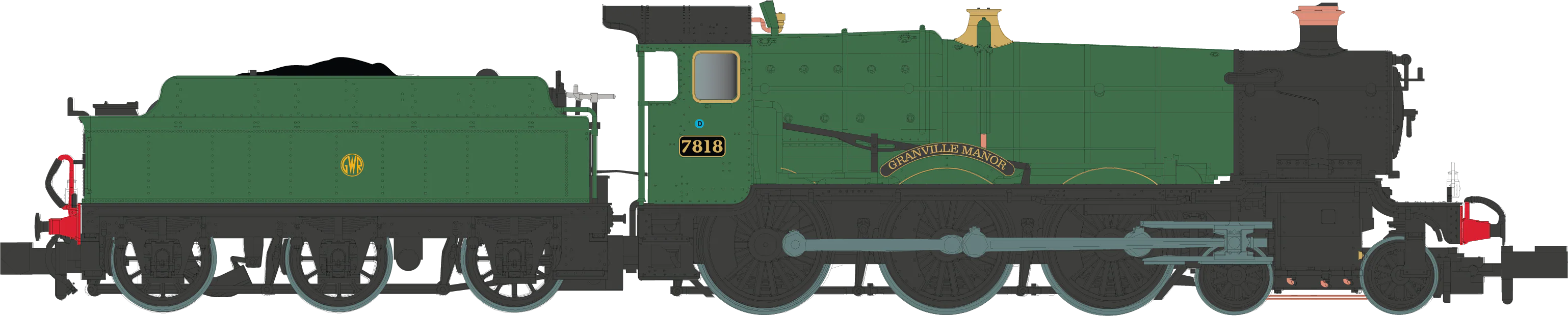 2S-001-005S 4-6-0 Granville Manor 7818 Green Shirt Button Steam Locomotive - DCC Sound