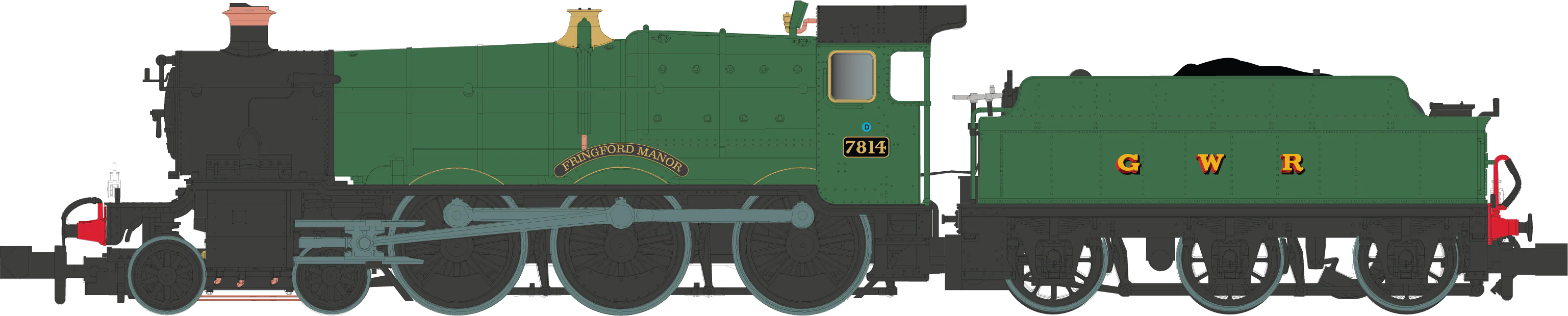 2S-001-006S 4-6-0 Fringford Manor 7814 Green Shirt GWR Steam Locomotive - DCC Sound - Image 2