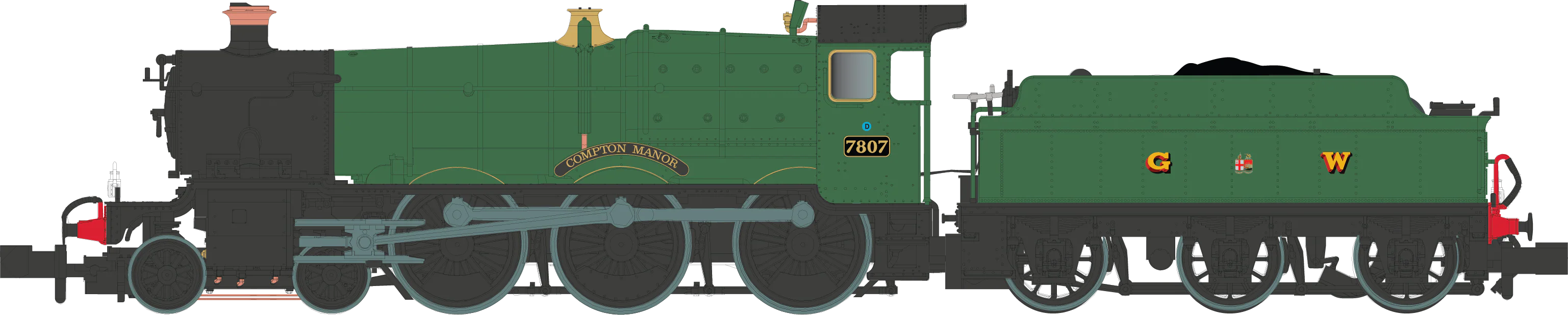 2S-001-007S 4-6-0 Compton Manor 7807 Green G Crest W Steam Locomotive - DCC Sound - Image 2