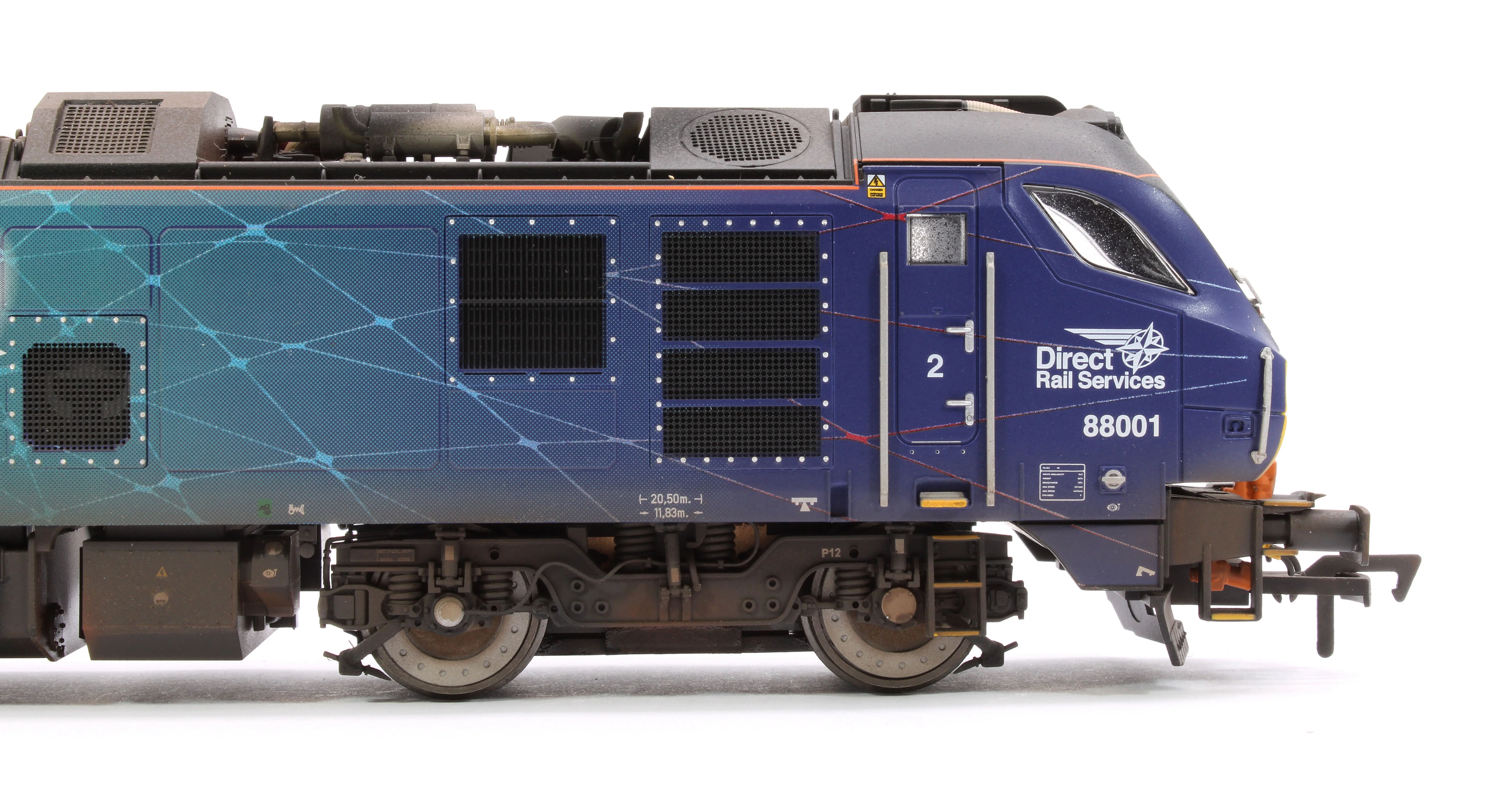 Highly Detailed Premium Weathered Class 88 'Revolution' 88001 DRS Electro-Diesel Locomotive - Image 8