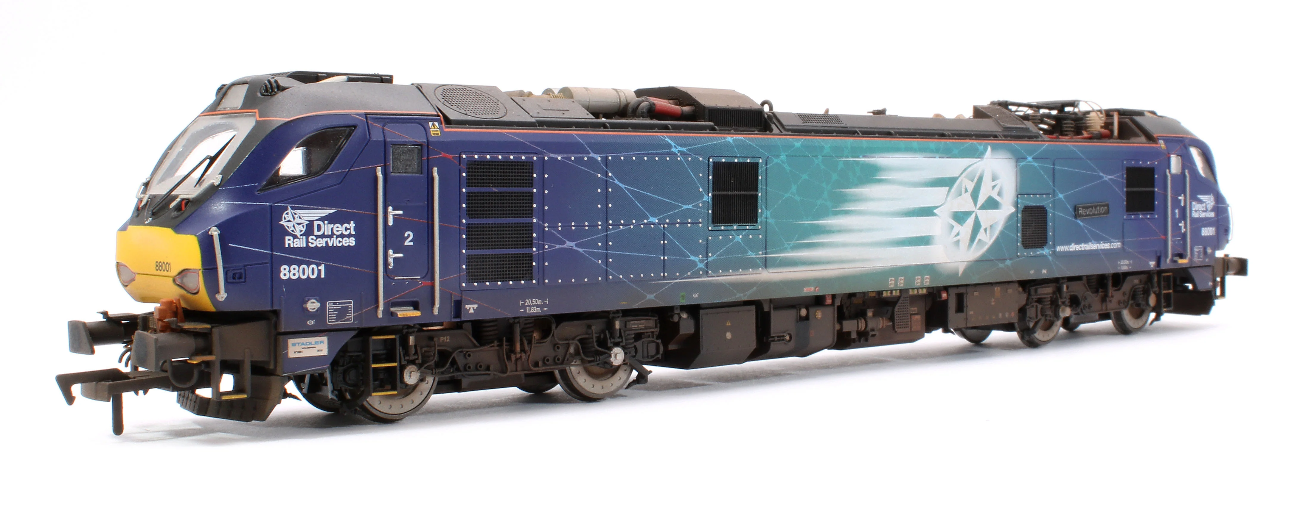 Highly Detailed Premium Weathered Class 88 'Revolution' 88001 DRS Electro-Diesel Locomotive (DCC Sound & Working Pantograph) - Image 3