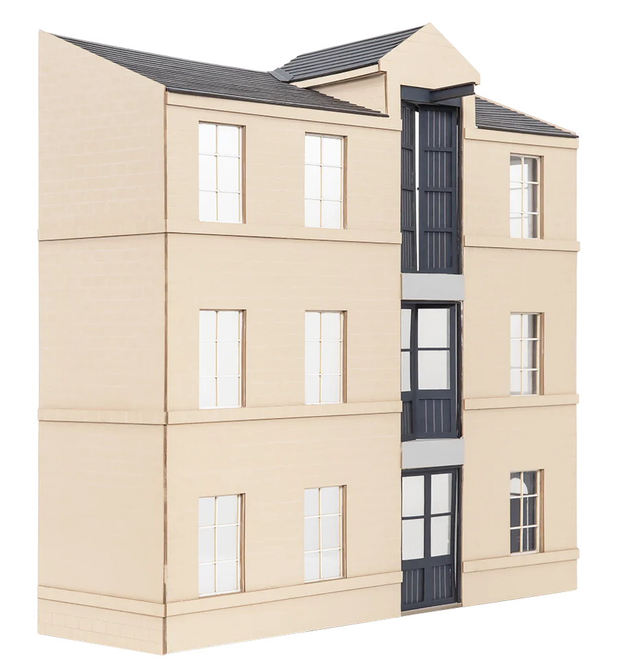 7B-005-001 Kitmaster Genesis - Low Relief Factory End (Doors & Hoist) Building Kit - Image 2