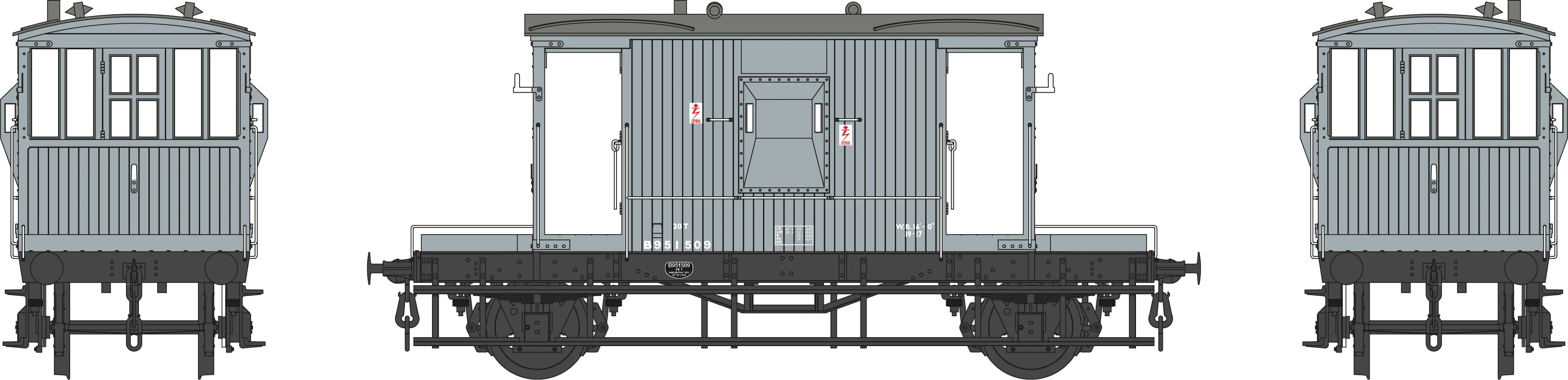 BR 20T Brake Van Diagram 1/506 B951509 BR Grey - Image 2