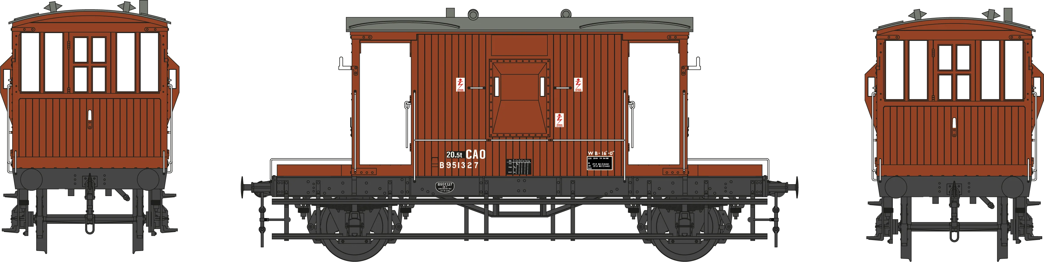 BR 20T Brake Van Diagram 1/506 B951327 BR Bauxite CAO - Image 2