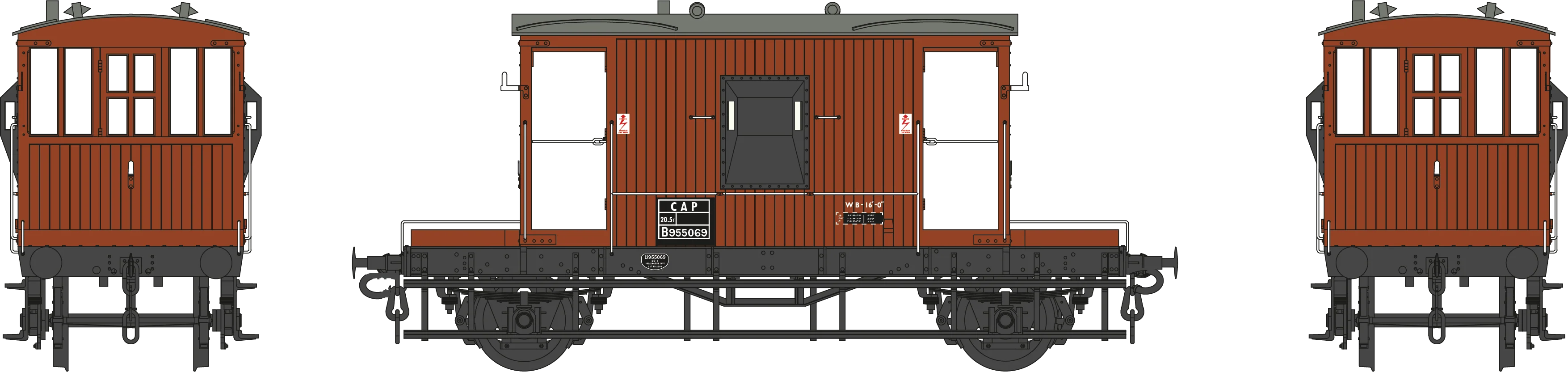 BR 20T Brake Van Diagram 1/506 B955069 BR Bauxite - Image 2