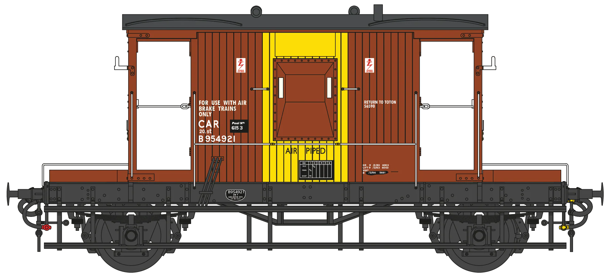 BR 20T Brake Van Diagram 1/507 B954921 BR Bauxite CAR