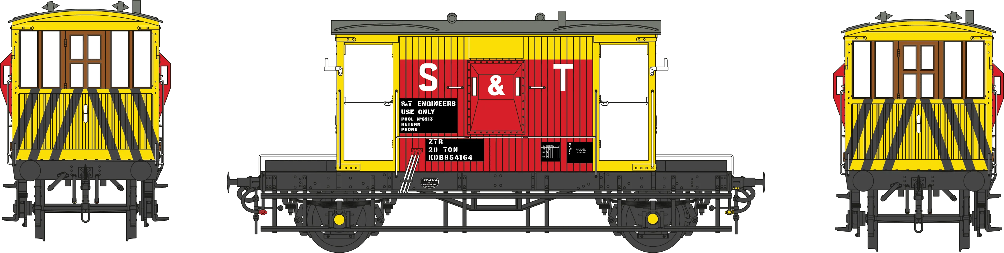 BR 20T Brake Van Diagram. 1/506 KDB 954164 S & T Red/Yellow ZTR - Image 2