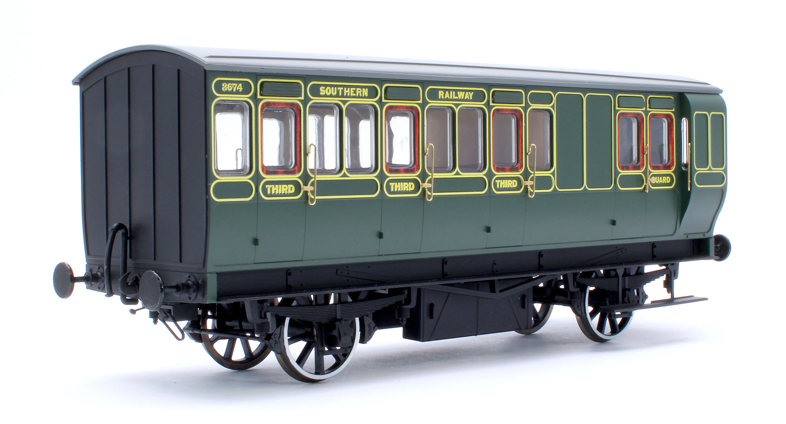 Stroudley 4 Wheel Electrically Lit Brake 3rd Southern Lined Green 3674 - DCC & Light Bar Fitted - Image 3