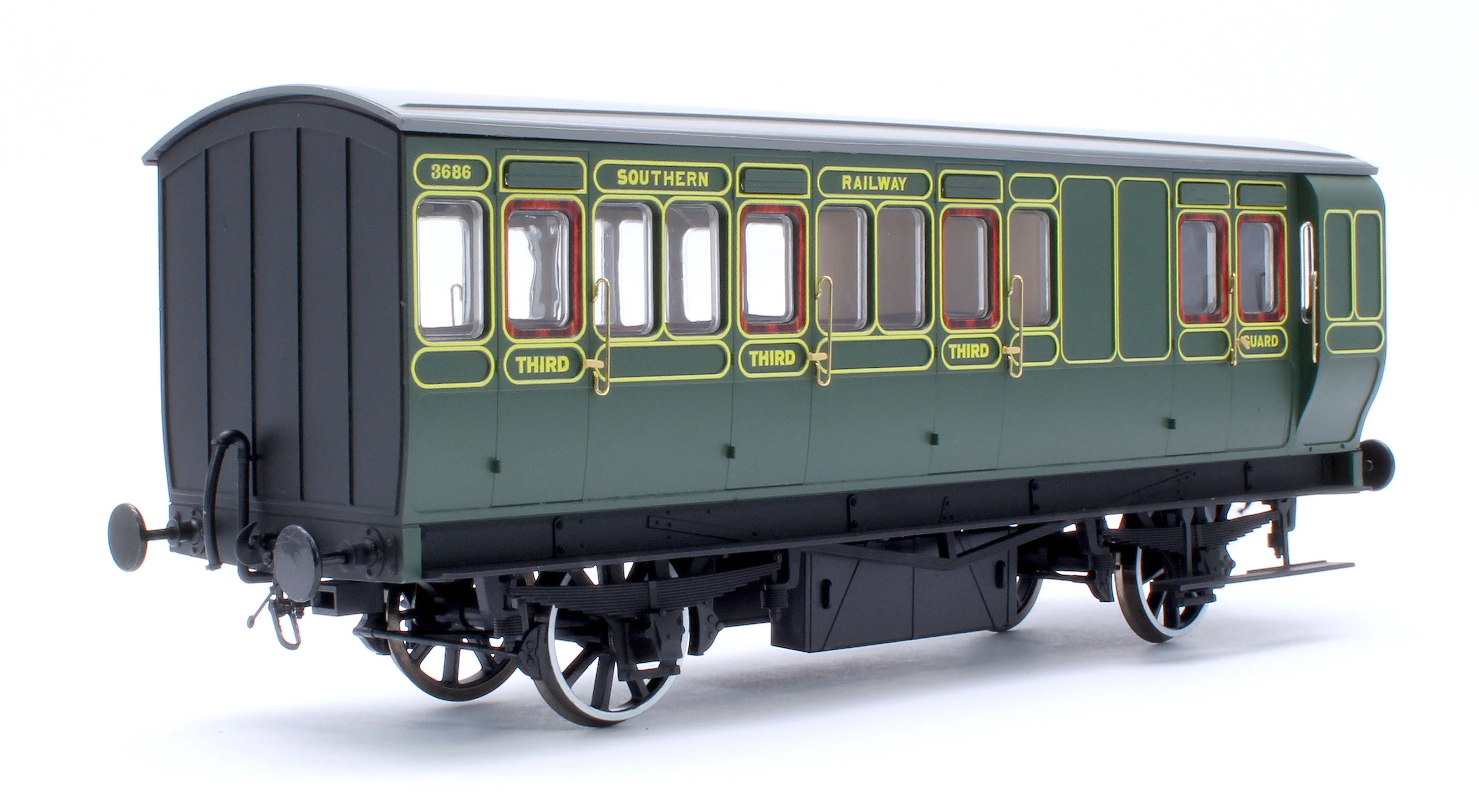 Stroudley 4 Wheel Electrically Lit Brake 3rd Southern Lined Green 3686 - Image 3