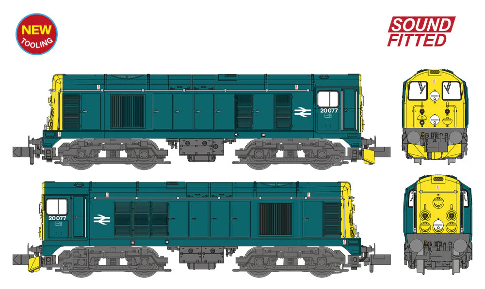371-032BSF Class 20/0 Disc Headcode & Tablet Catcher Recess 20077 BR Blue Diesel Locomotive - DCC Sound - Image 6